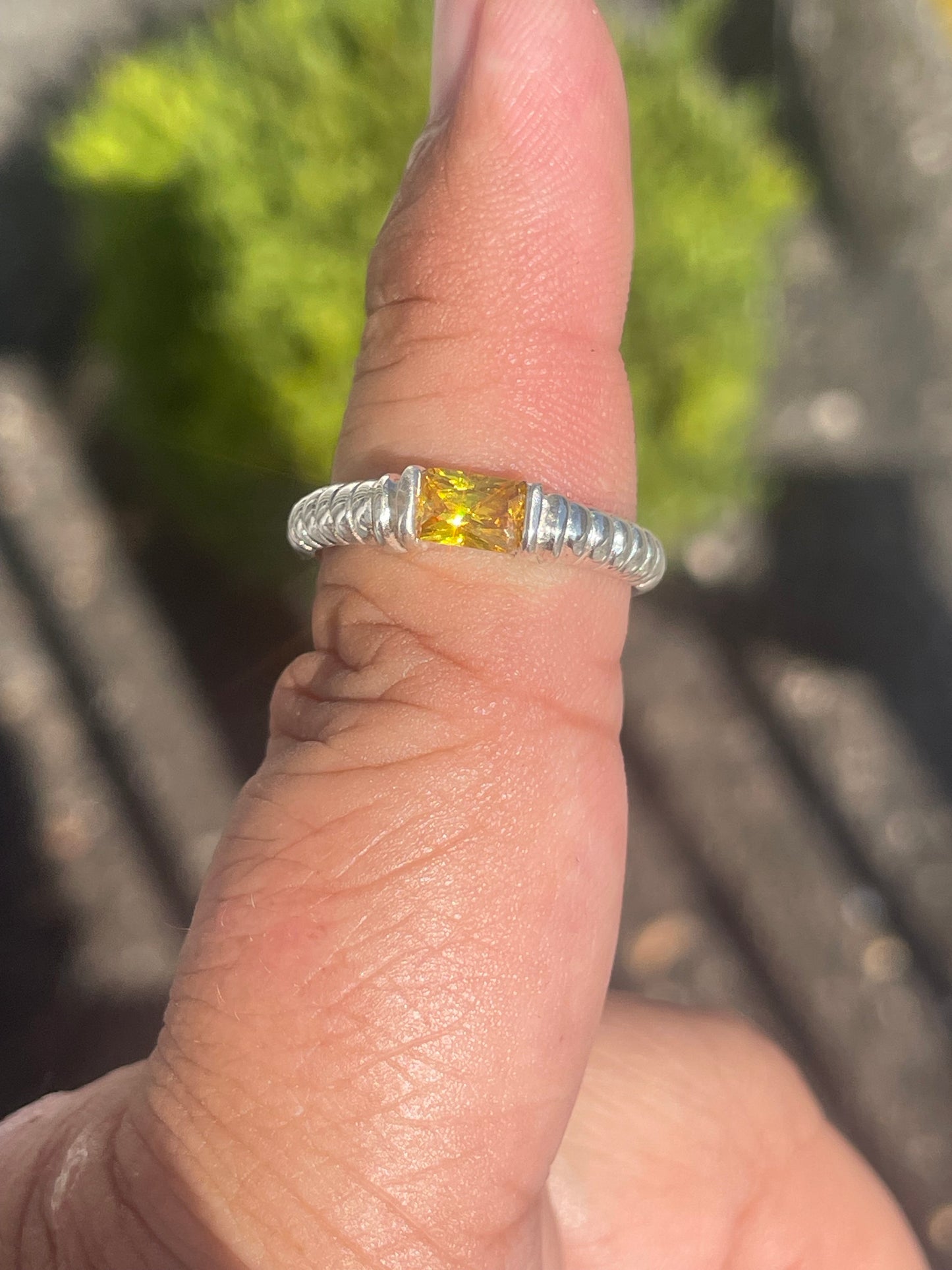 925 Sterling Silver Lab Citrine Stack Ring