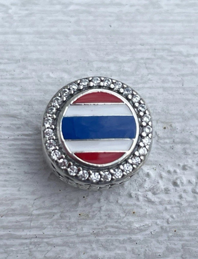 Rare Pandora Thailand Country Exclusive Round Signet Flag Travel Charm