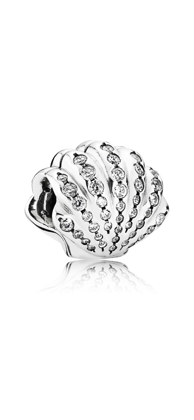 Retired Sterling Silver Ariel's Sea Shell Disney Princess Charm with Clear Zirconia 791574CZ