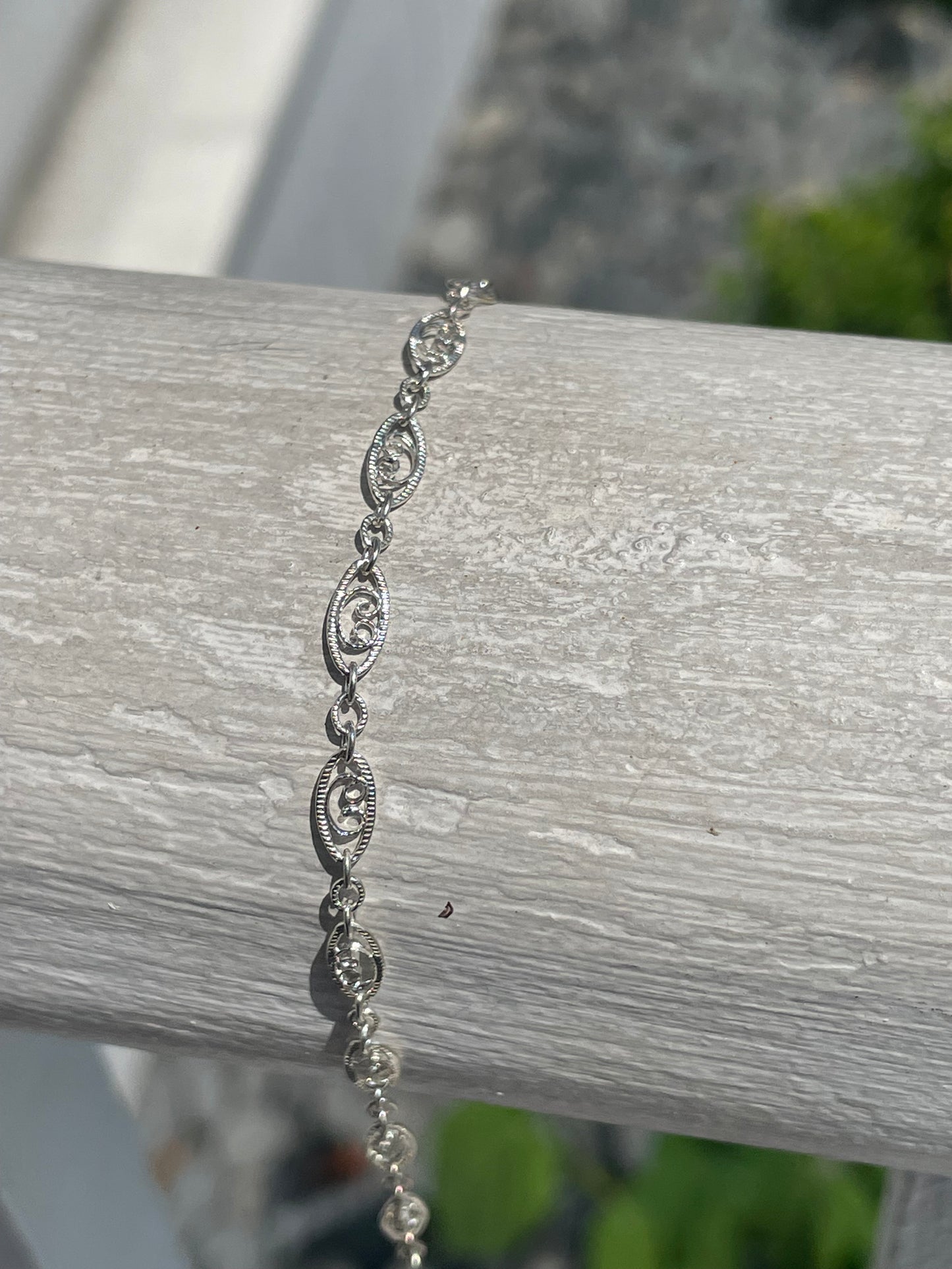 925 Sterling Silver Kids Filigree Link Baby Bracelet 6”