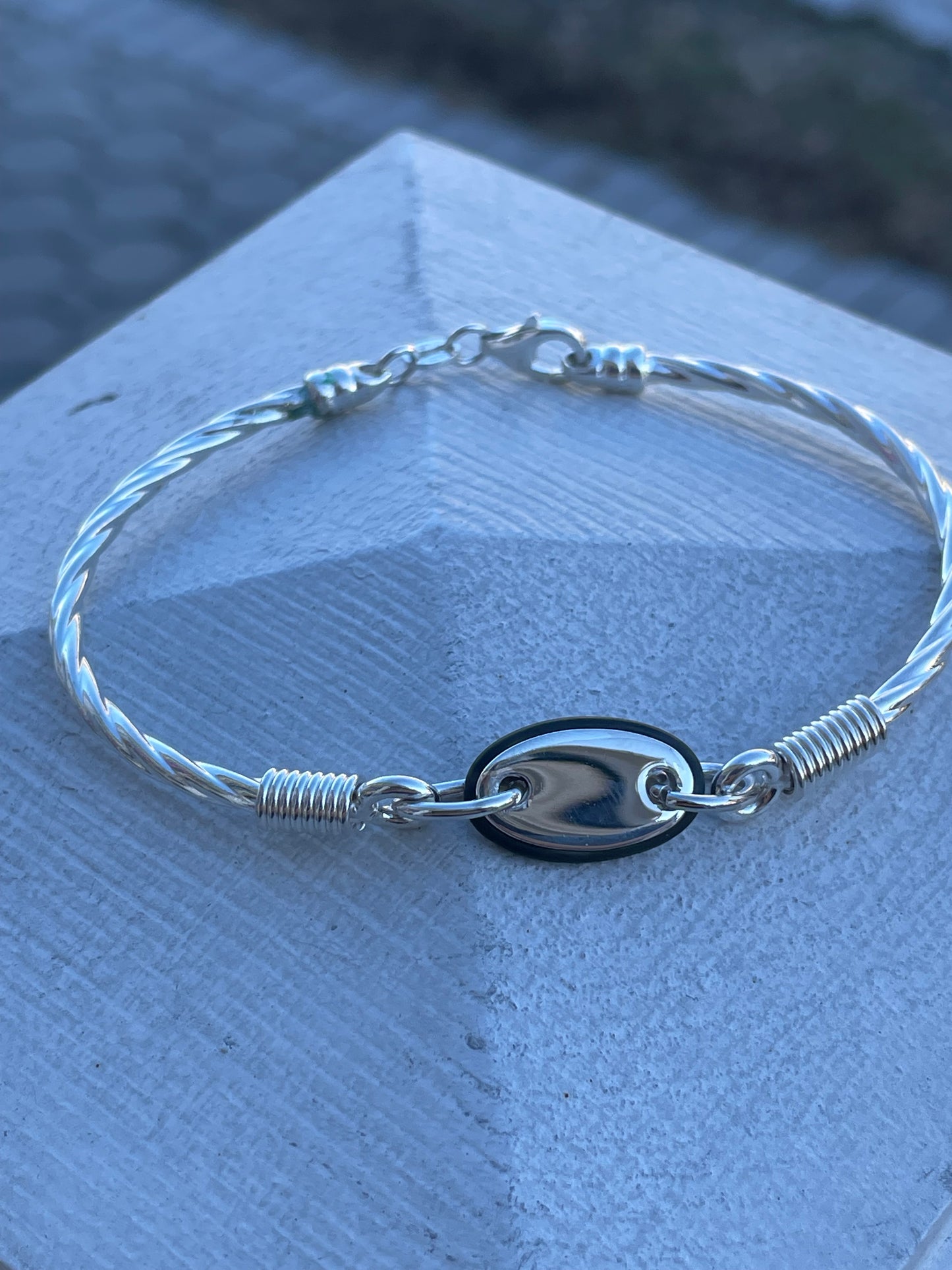 925 Sterling Silver Oval Signet cable Bracelet 8”