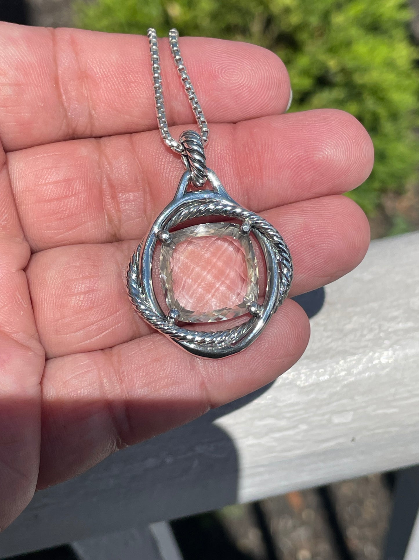 David Yurman White Topaz Infinity Necklace 17”