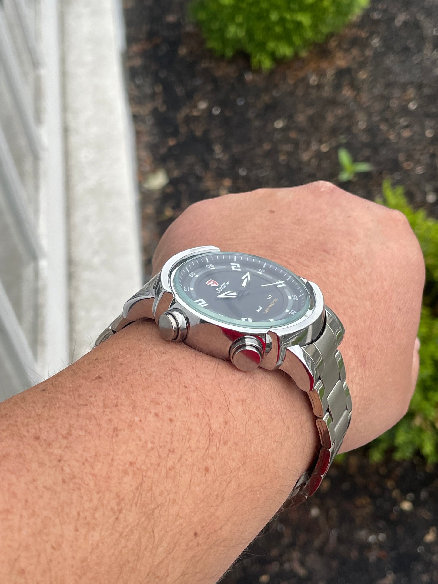 Men’s Stainless Steel Shark LED Sport Watch