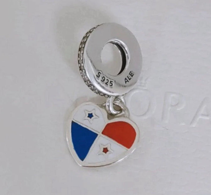 Pandora Panama Heart Flag Country Exclusive Travel Dangle Charm