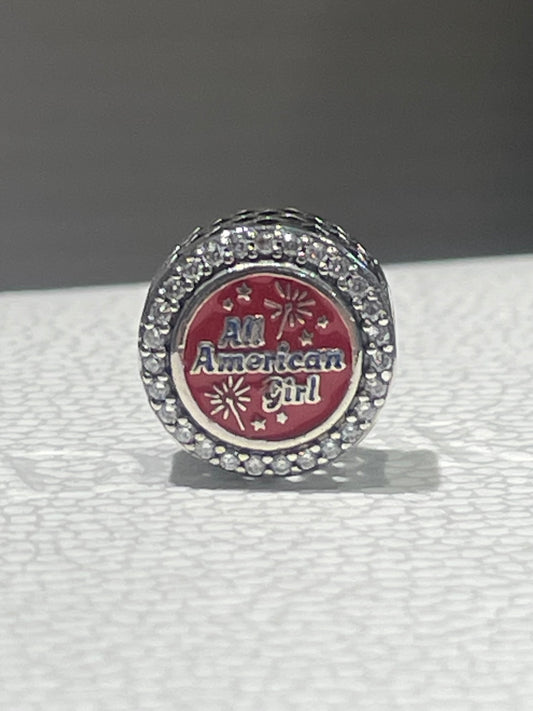 Pandora United States Exclusive All American Girl Round Signet Charm