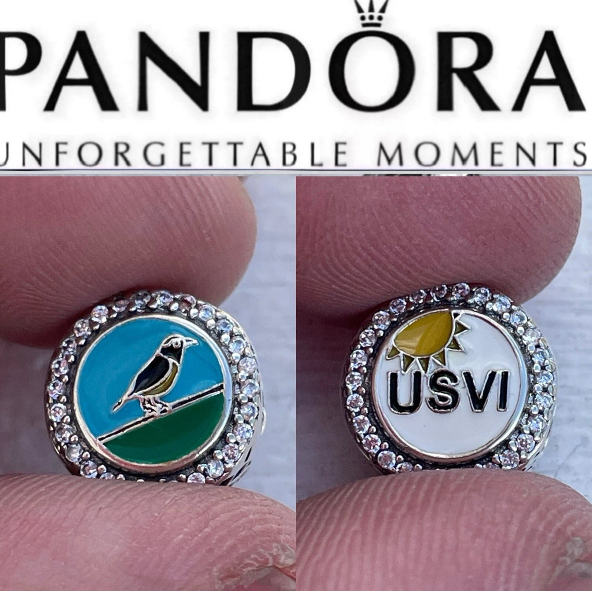 Pandora USVI United States Virgin Islands Round Signet Exclusive Charm