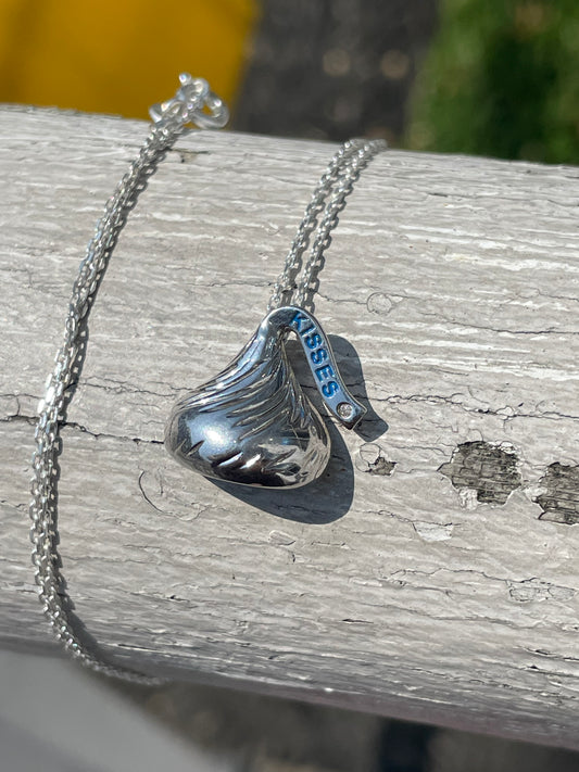 925 Sterling Silver Designer WTJ Licensed Hershey Kiss Necklace