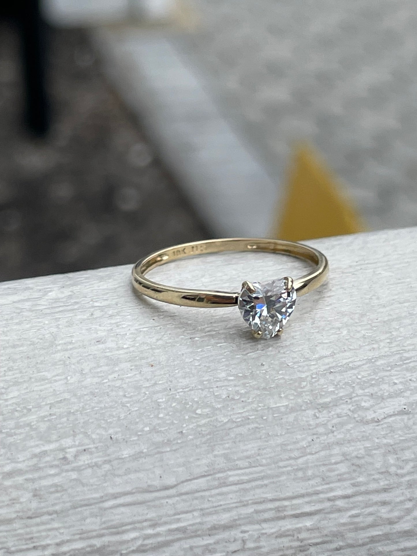 10k Gold Heart Shape Cz Solitaire Promise Ring