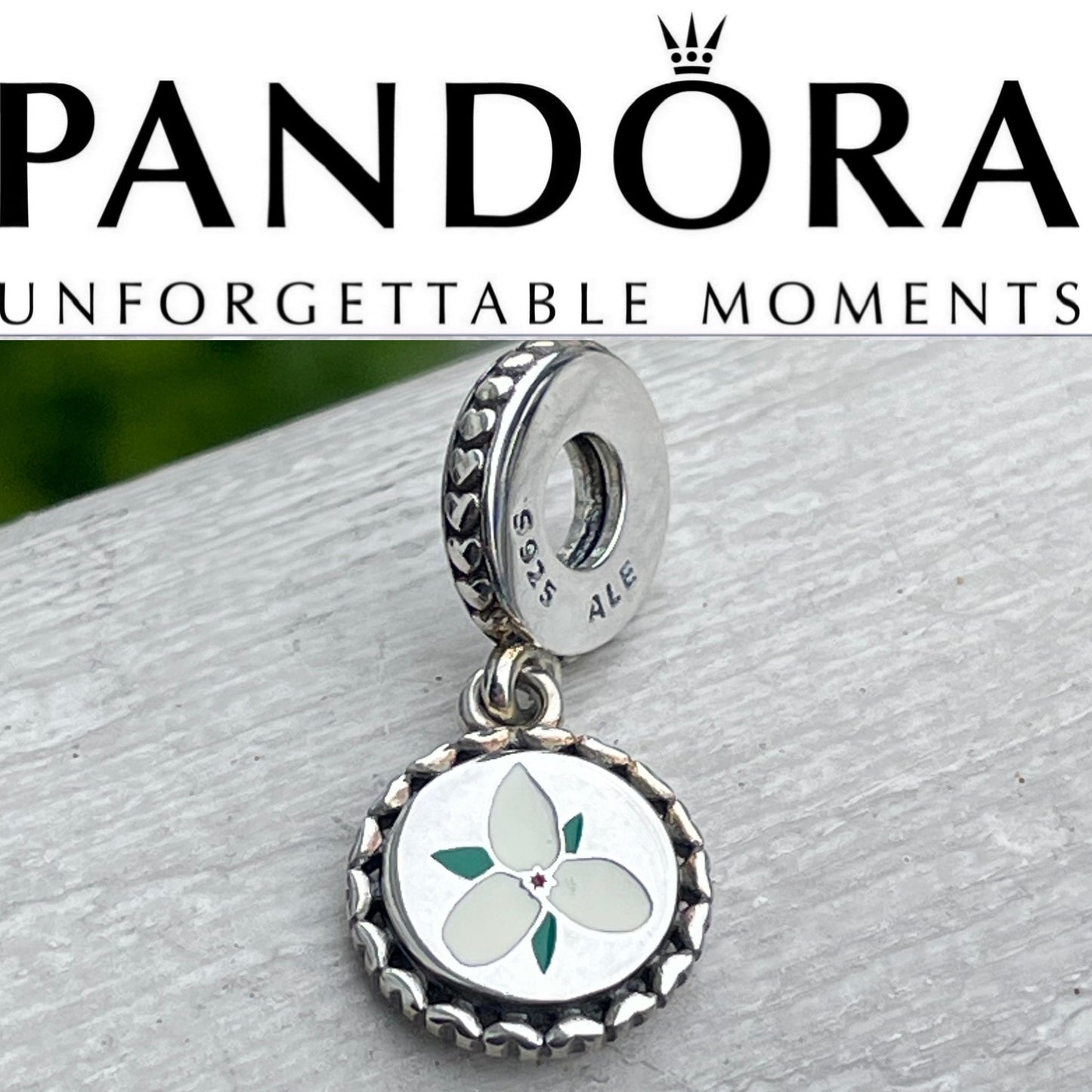 Pandora Ontario Canada Country Travel Exclusive White Trillium Flower Dangle Charm