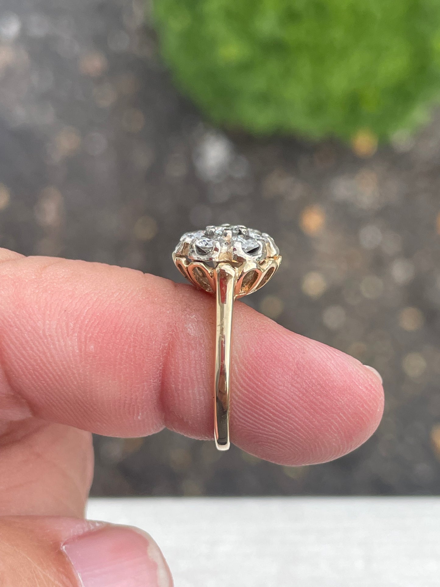 14k Gold 1.40ct Natural Diamond Cluster Ring Size 5.75