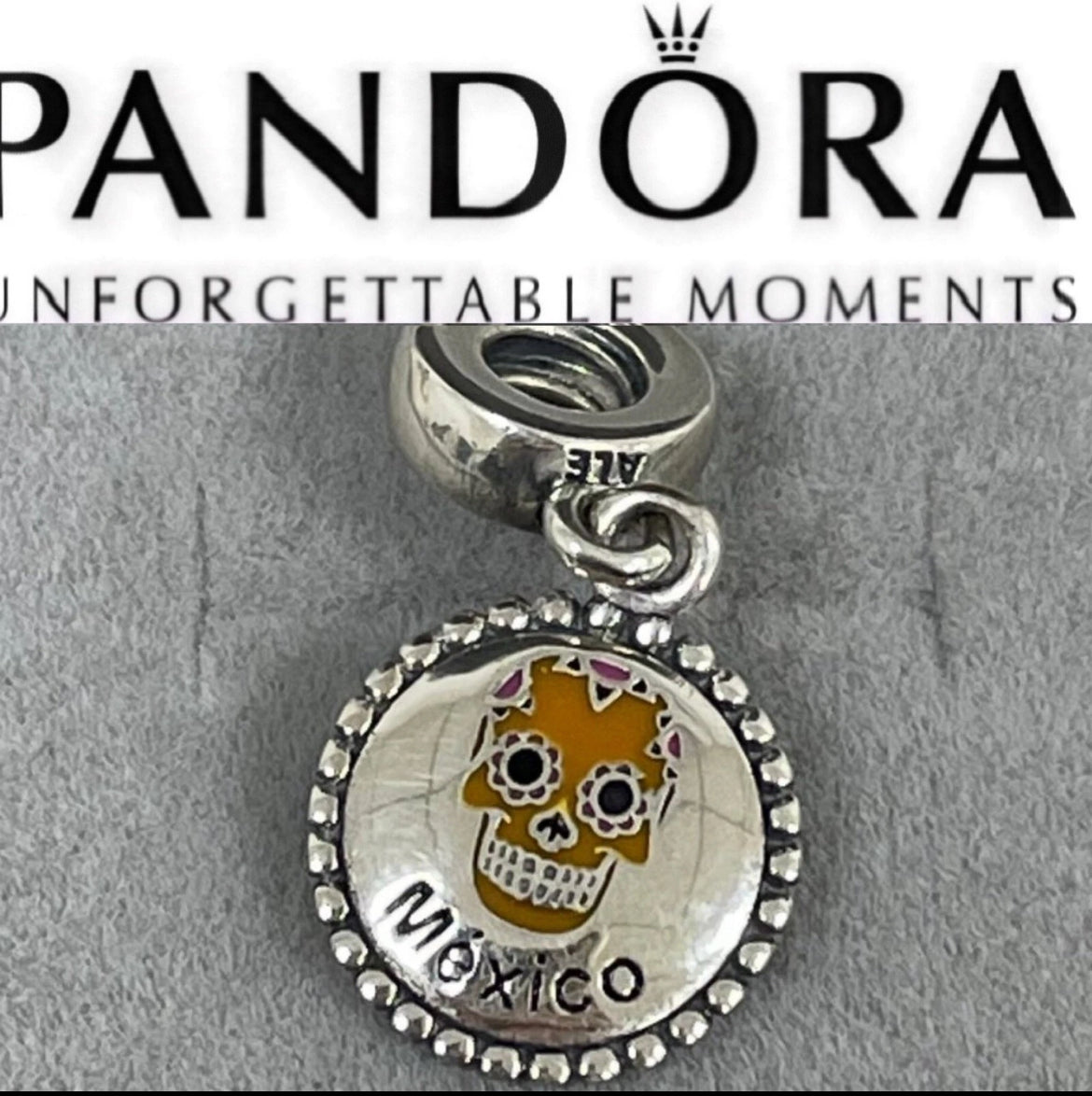Pandora Mexico Country Exclusive Calavera Sugar Skull Dangle Moments Charm
