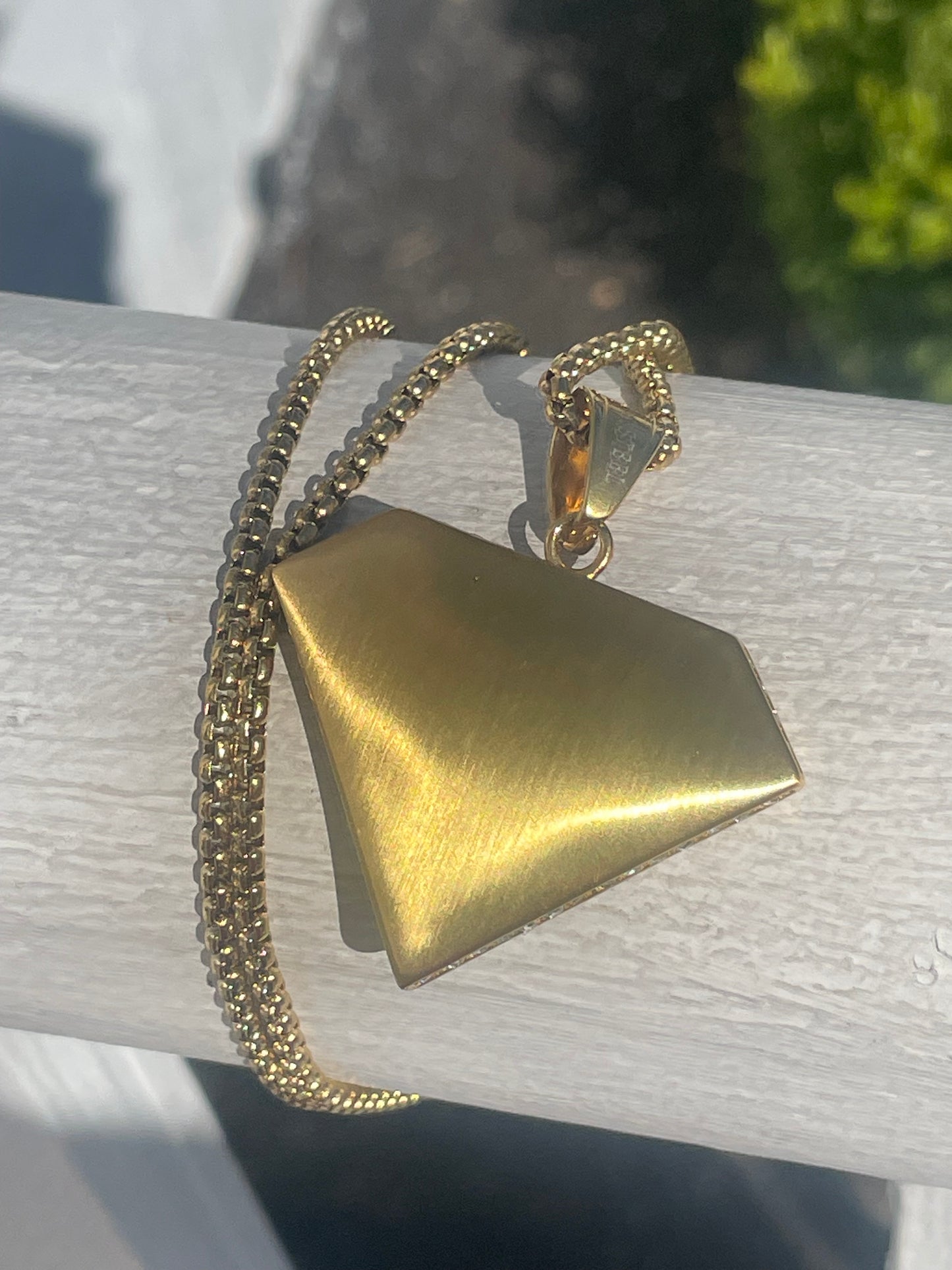 Stainless Steel Gold Color Sparkling Superman Logo Necklace