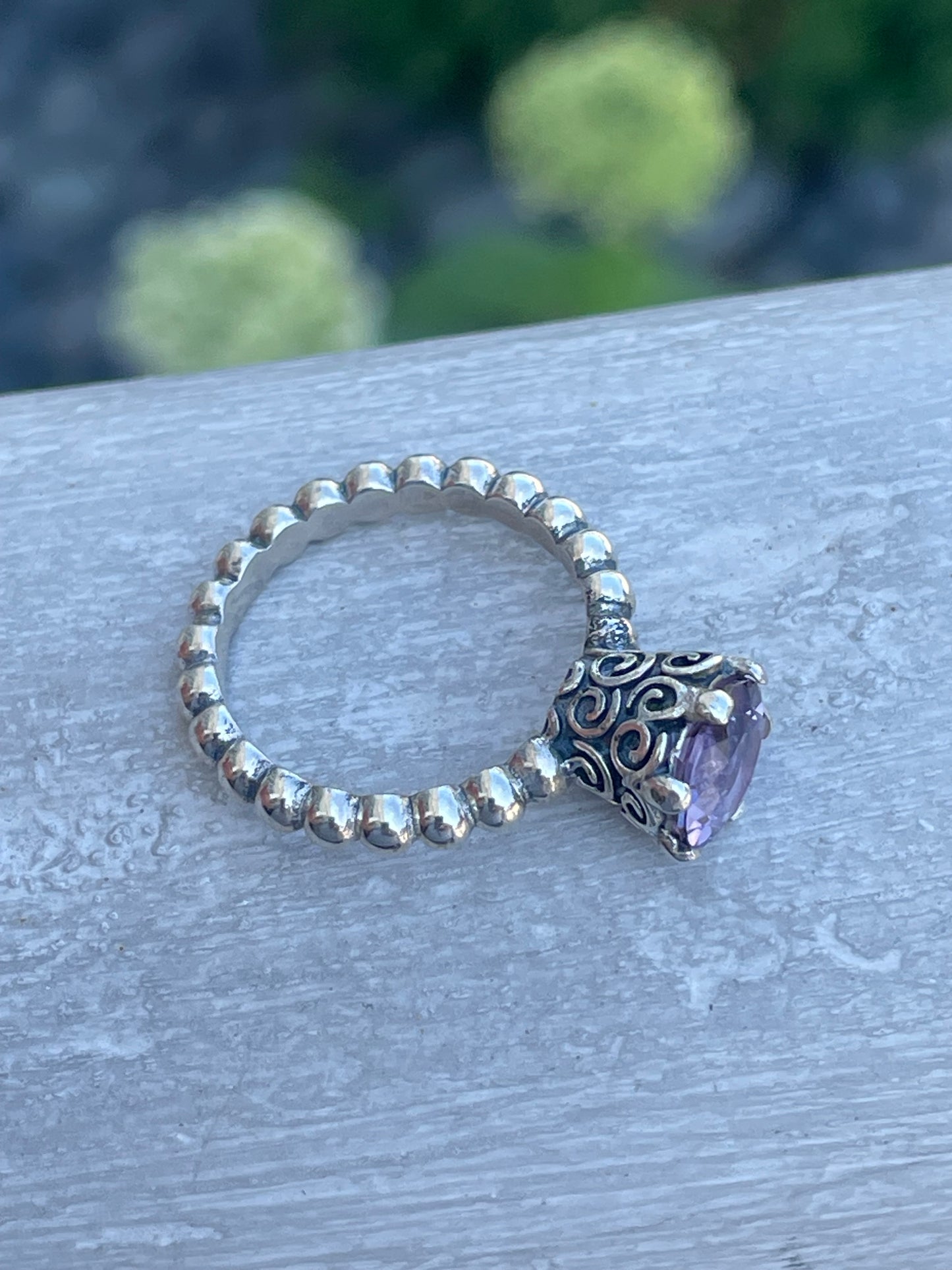 Retired Pandora Secret Winds Amethyst Ring Size 7