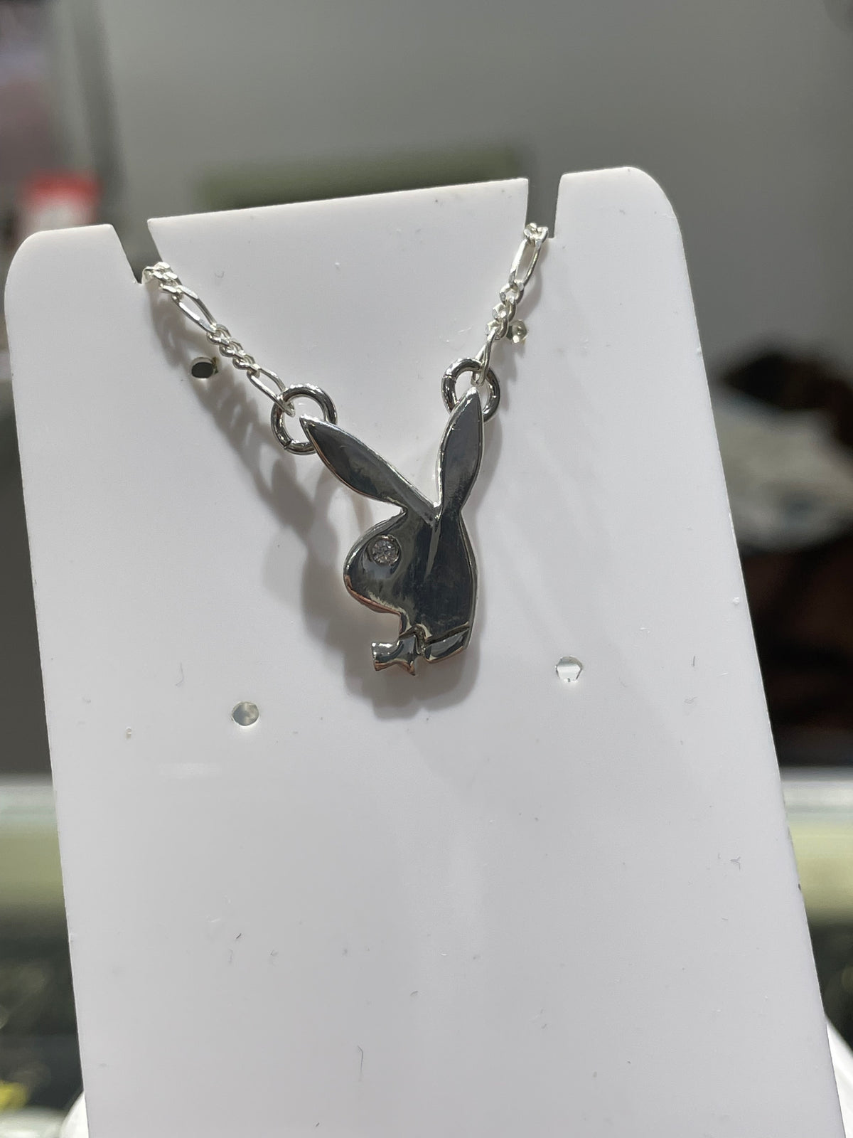 925 Sterling Silver Vintage Playboy Bunny Charm Pendant Necklace