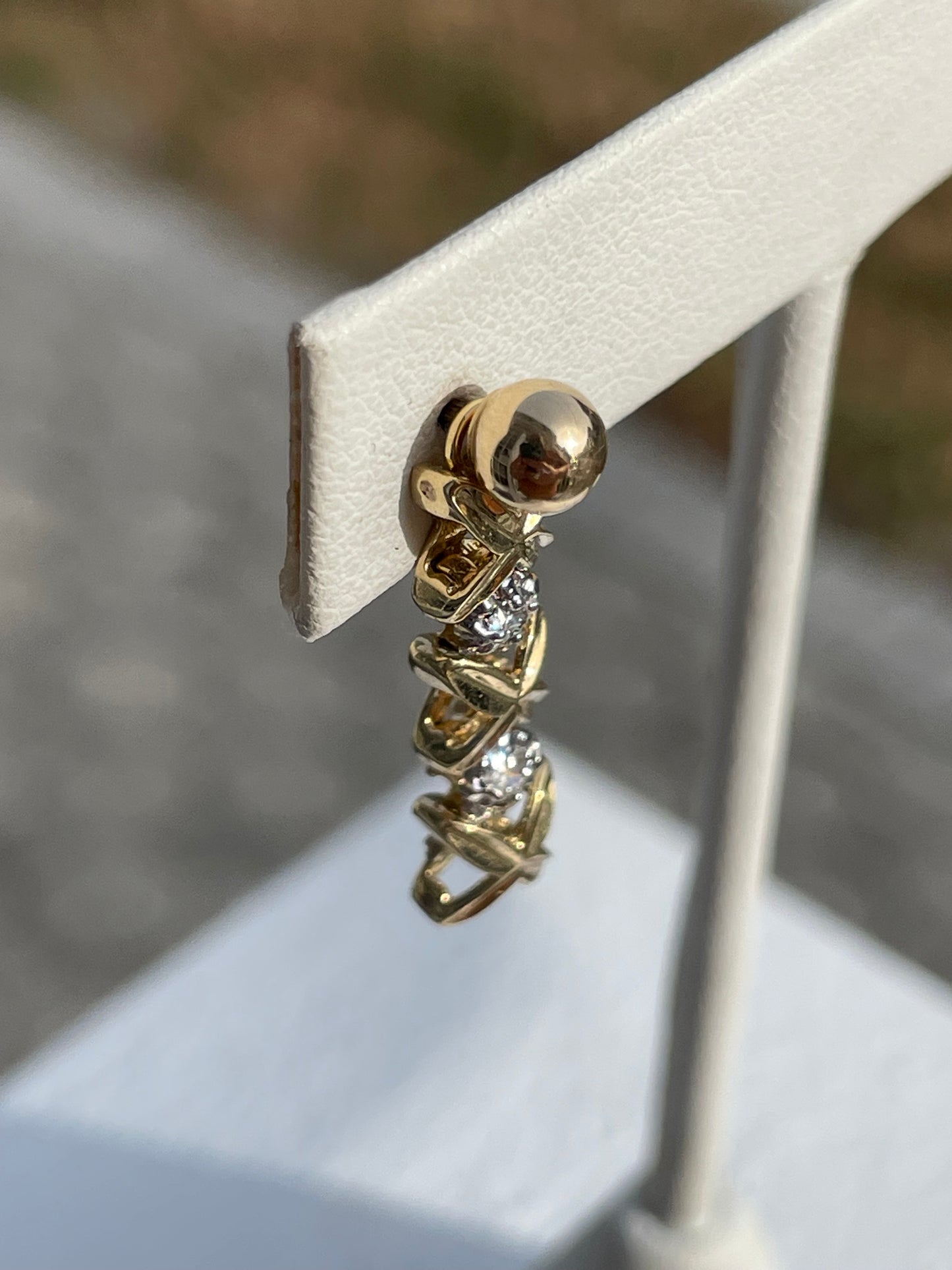 14k Gold XO hugs and kisses Diamond drop earrings