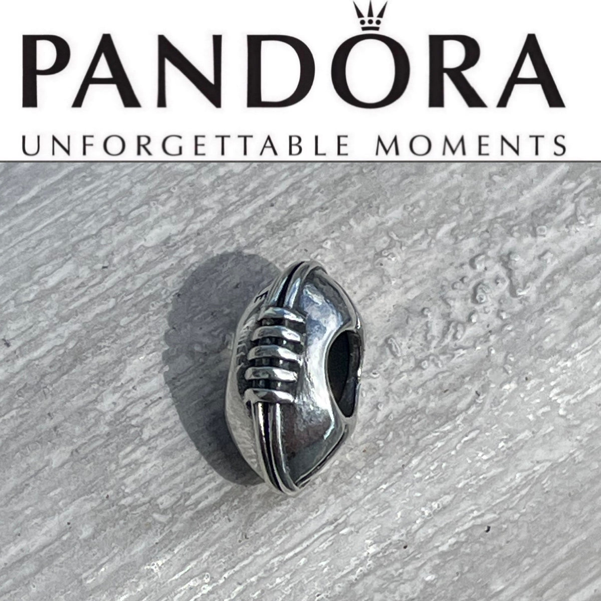 Retired Pandora 790384 Silver Football Charm