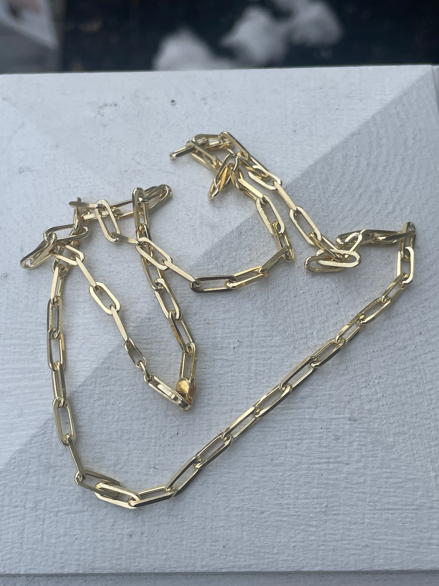 925 Sterling Silver Vermeil Paperclip Necklace 22”