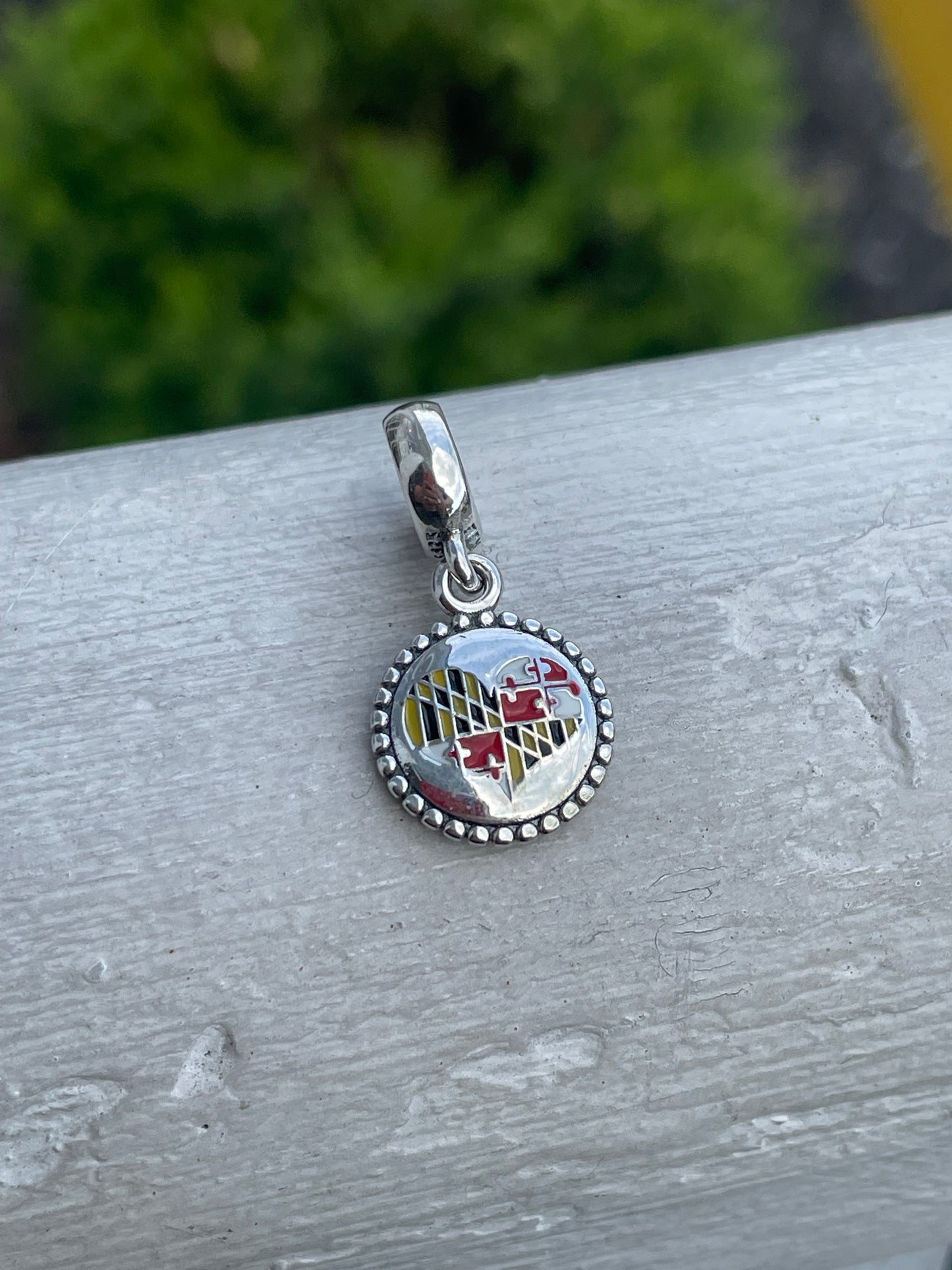 Pandora Maryland State Flag Exclusive Heart Dangle Travel Destination Charm