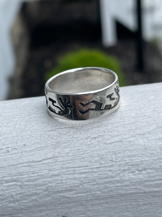 925 Sterling Silver Thick Kokopelli Band Ring Size 11