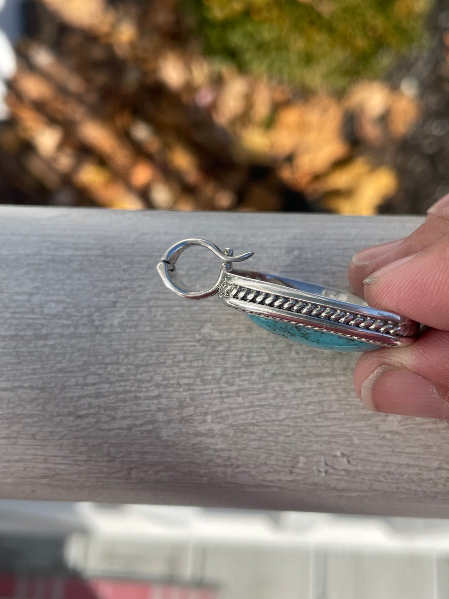 Designer 925A Sterling Silver Large Turquoise Albion Style Pendant