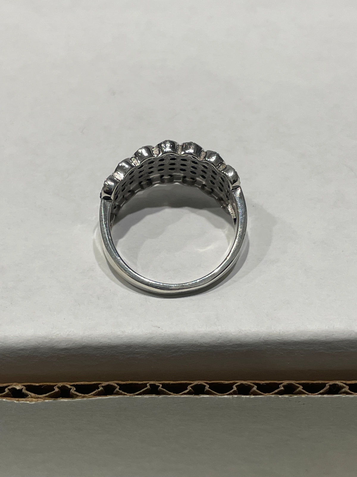925 Sterling Silver Black Obsidian Cluster Ring Size 9