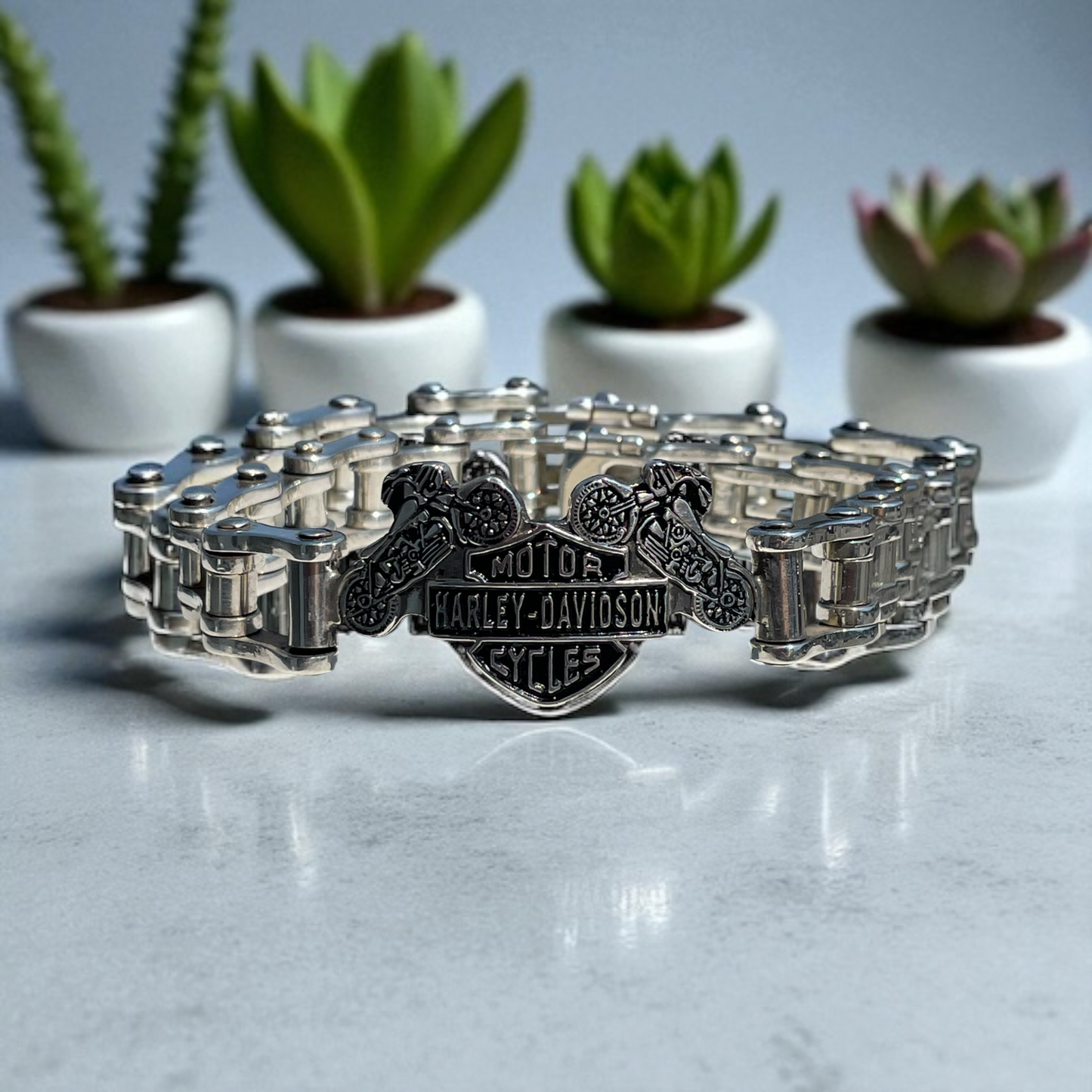 925 Sterling Silver Harley Davidson Motorcycle Biker Bracelet