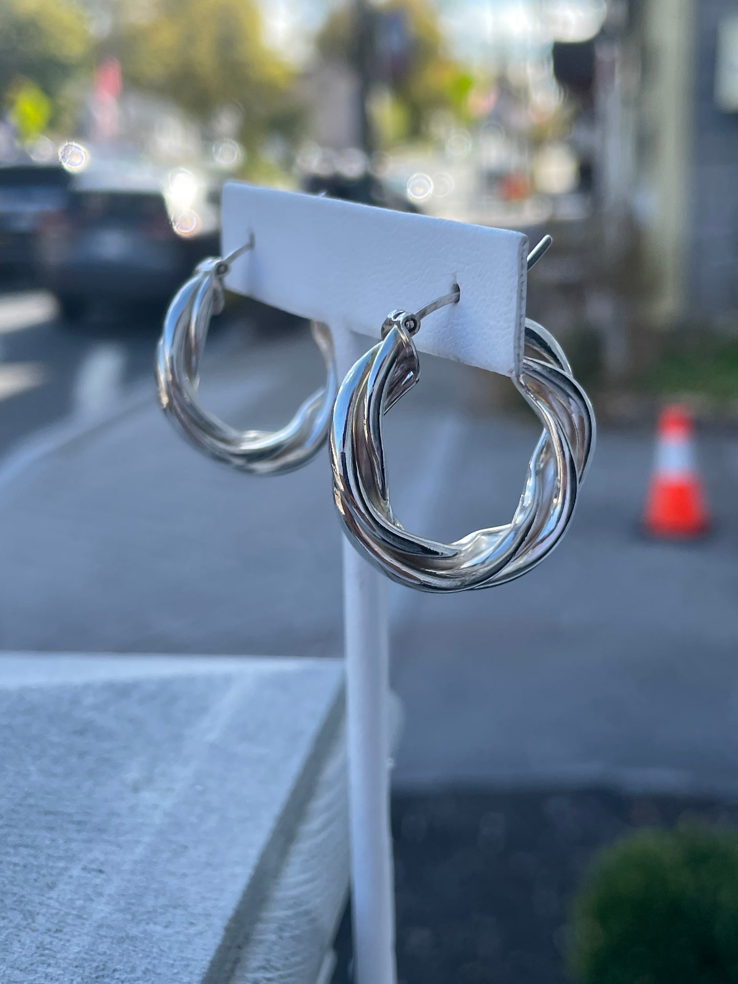 925 Sterling Silver & Vermeil 2tone Thick Twist Hoop Earrings