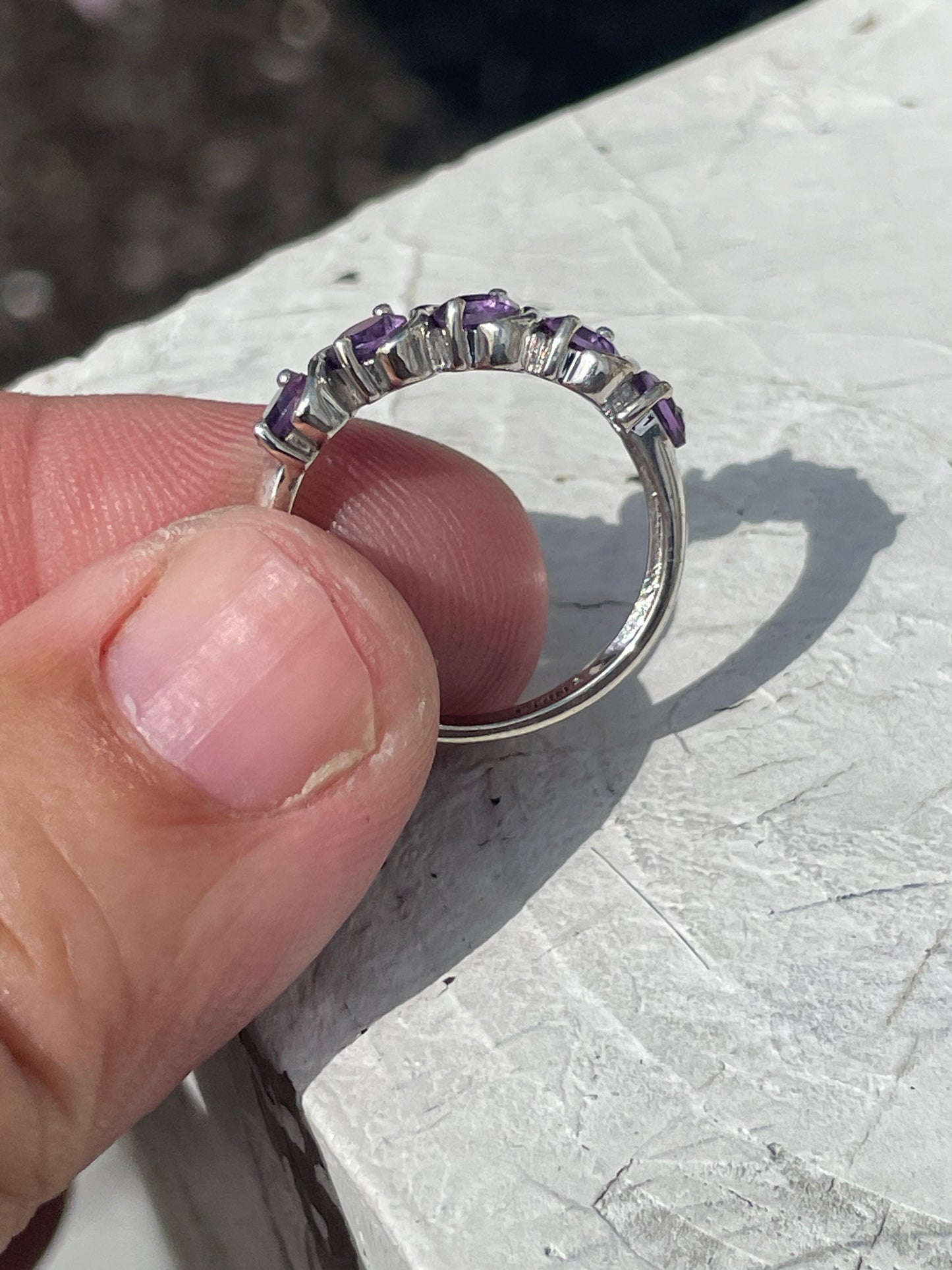 925 Sterling Silver Amethyst Band Ring