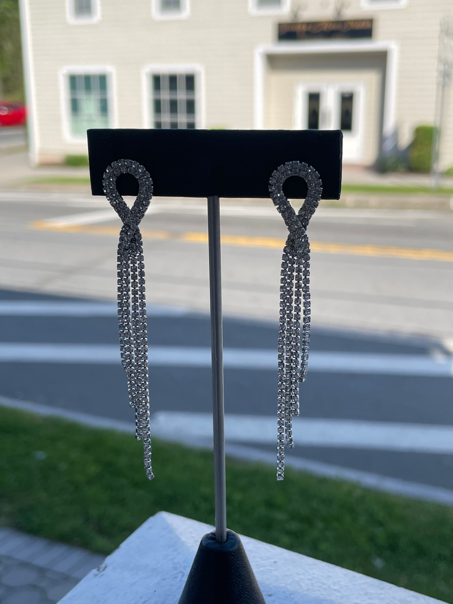 Silver Plated Clear Crystal Chandelier Dangle Earrings