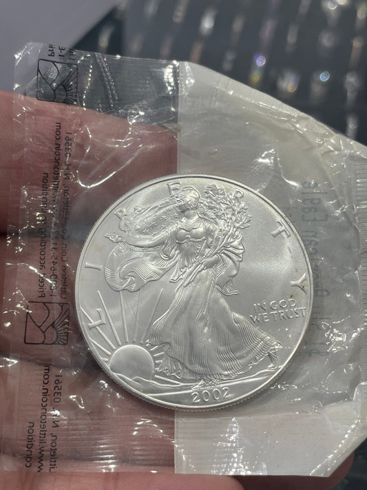 2002 UNC 1oz Silver Eagle Dollar Coin