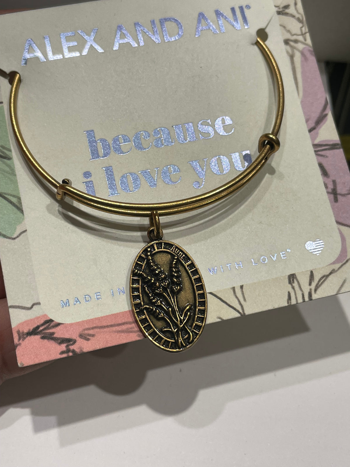 Alex and Ani Gold Tone Because I Love Aunt Bracelet - New with Tags & Gift Box