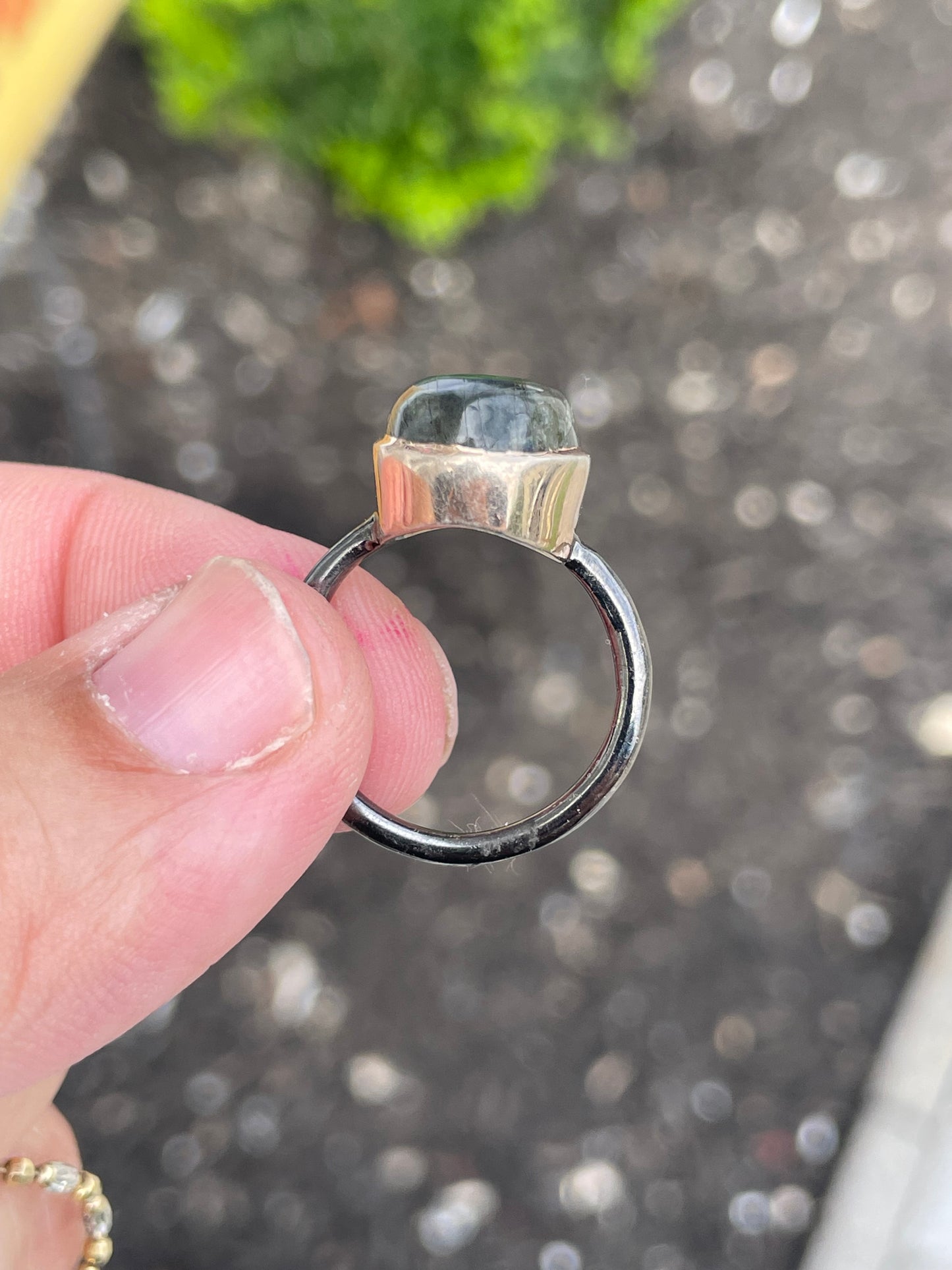 925 Sterling Silver 2tone Oxidized & Rose Vermeil Labradorite Ring