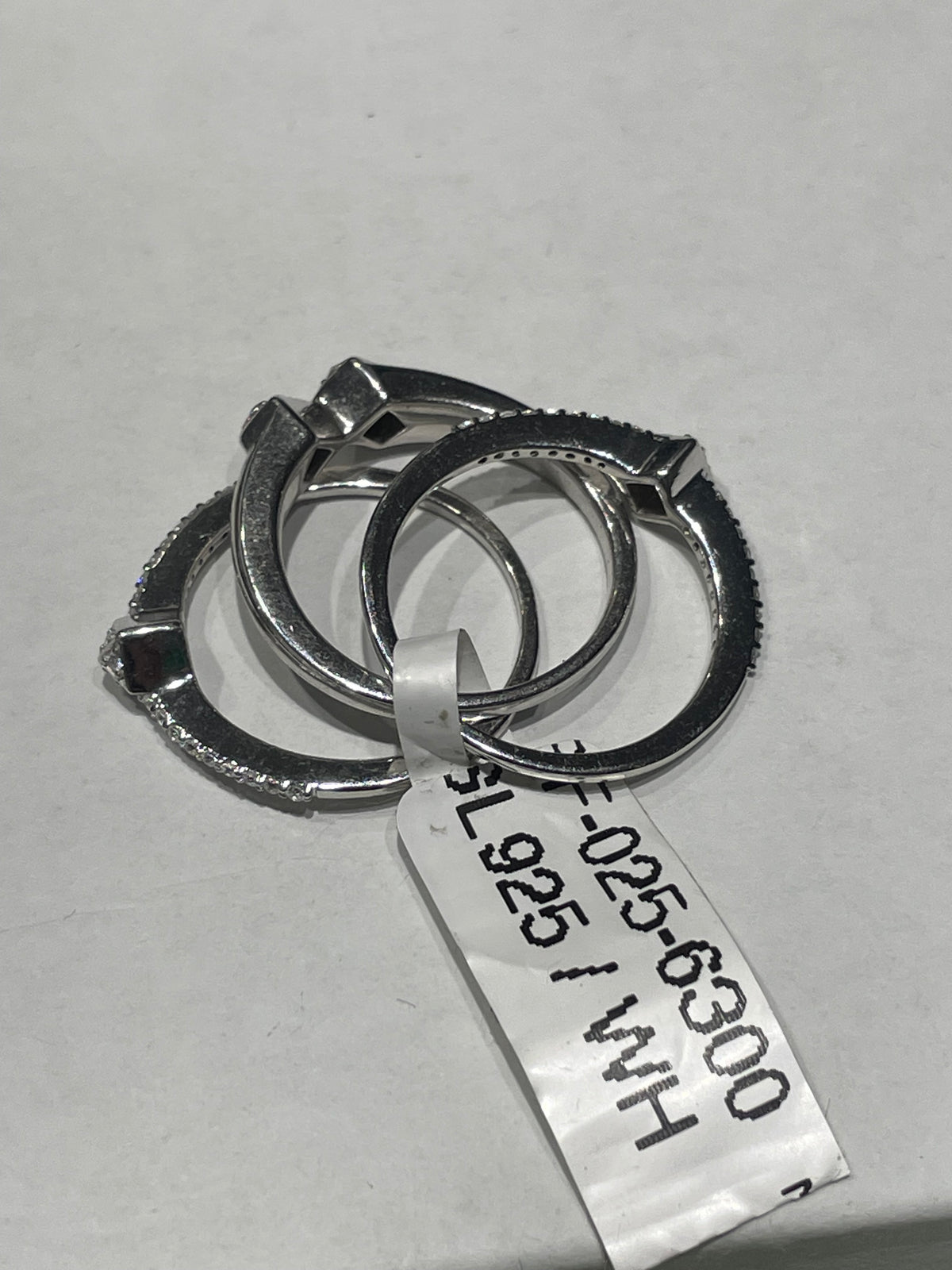 925 Sterling Silver 3pc Lot Clear Zirconia Stack Rings Size 7