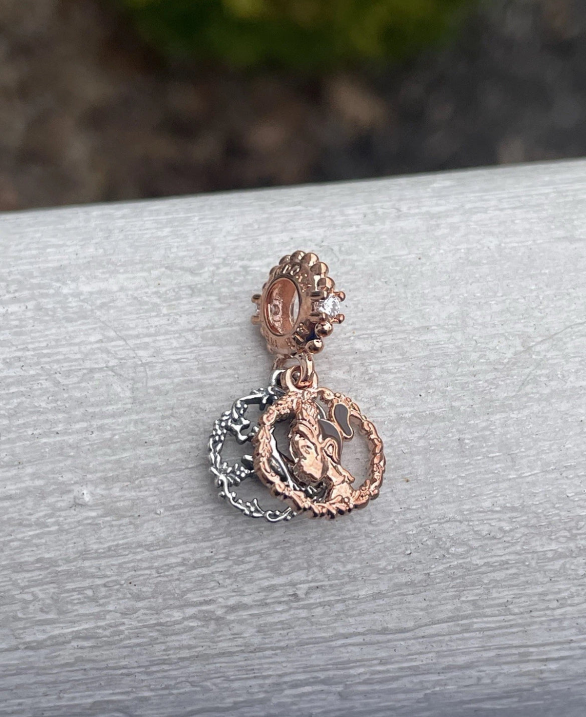 Pandora Disney Princess and the Frog Tiana Portrait Rose Gold Dangle Charm