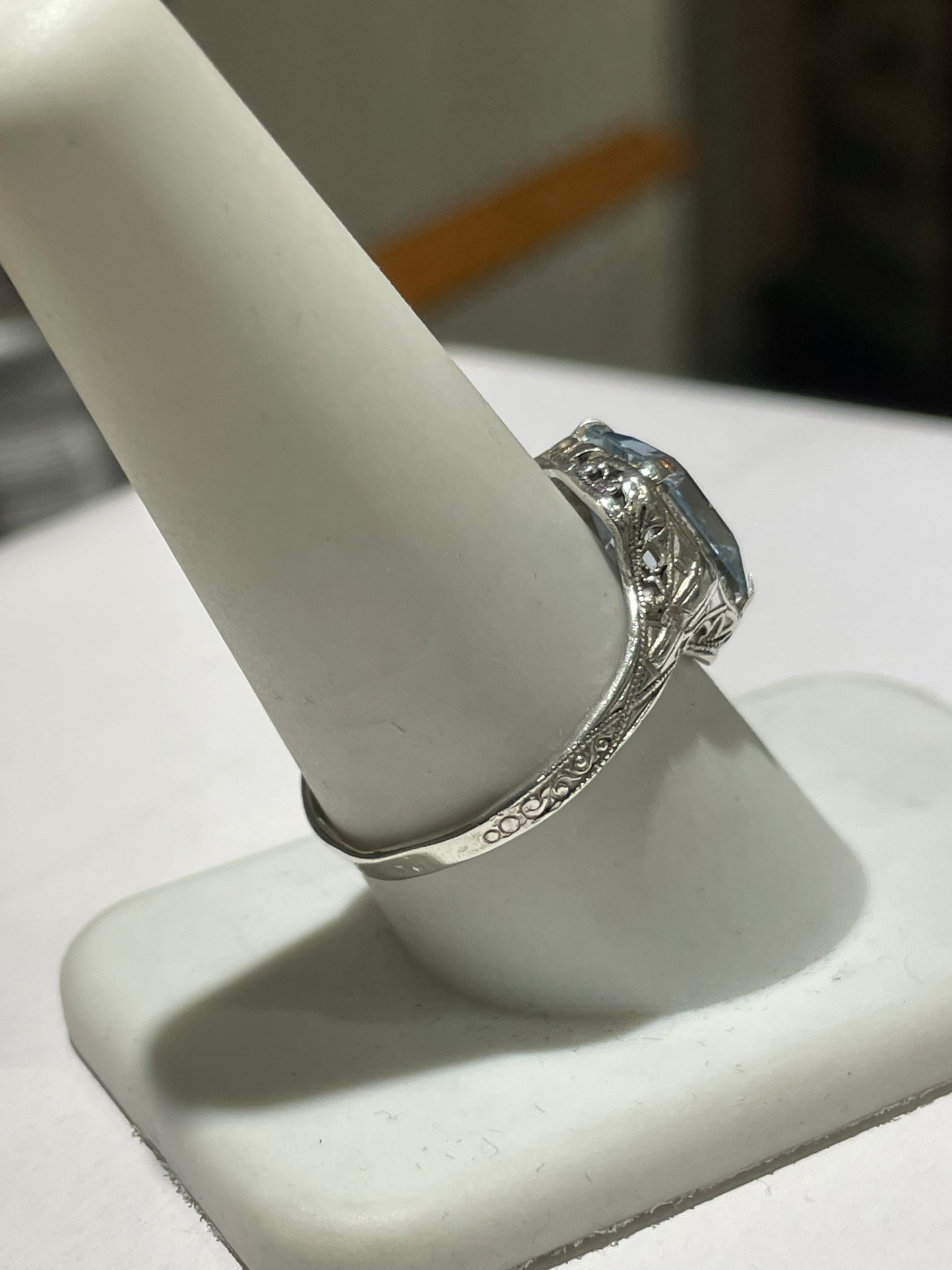 Antique Sterling Silver Sky Blue Topaz Ring Size 9.5