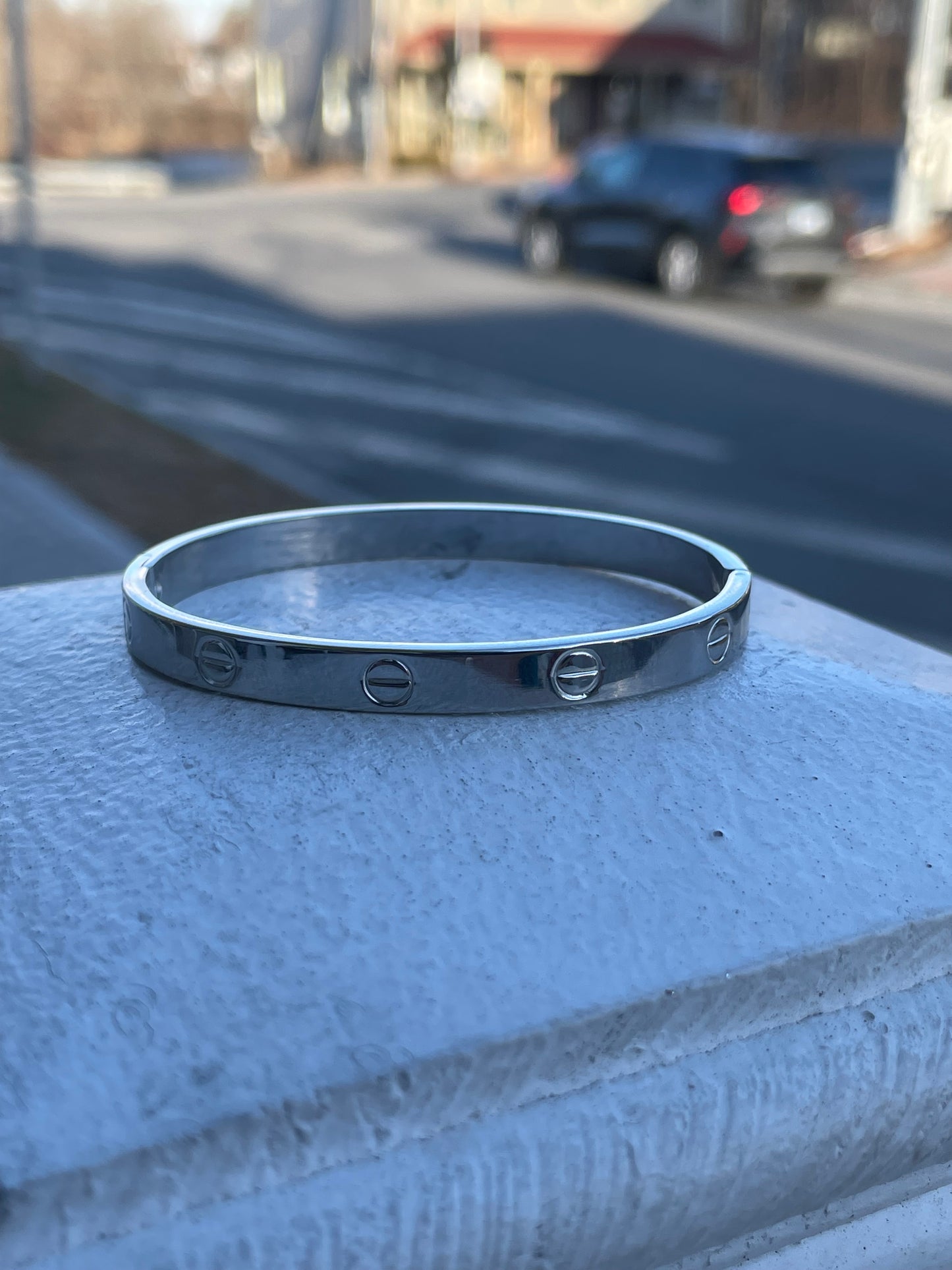 Stainless Steel Love Bangle Bracelet 6.75”