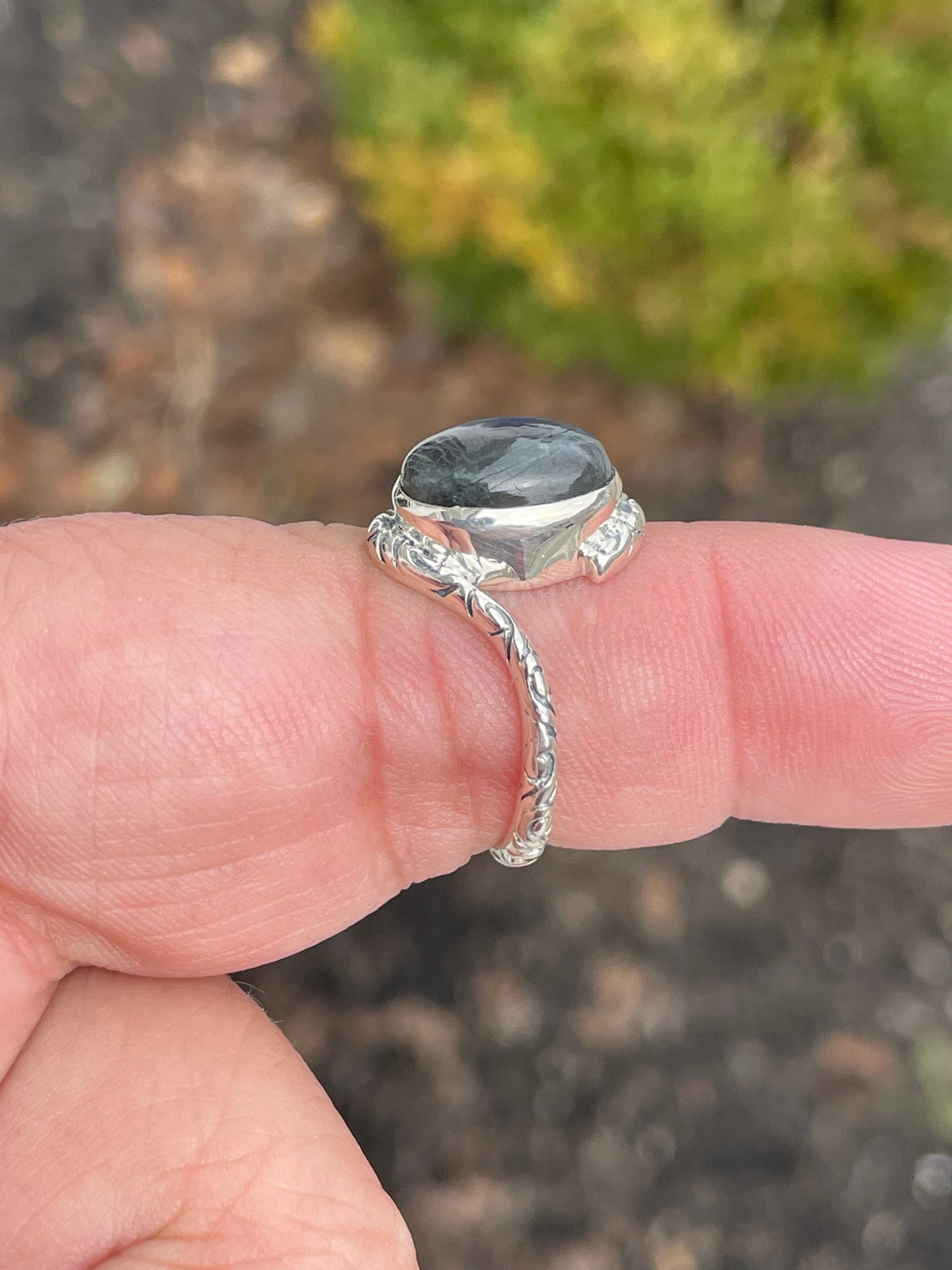925 Sterling Silver Designer YS Labradorite Solitaire Ring Size 8