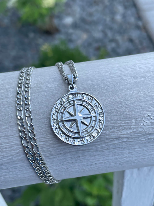 Stainless Steel Compass Necklace