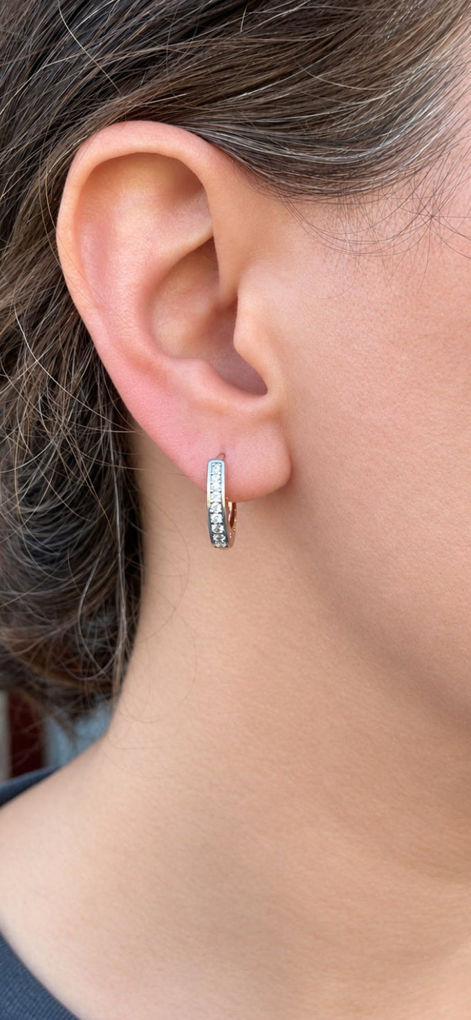 316L Gold Plated Clear Zirconia Huggie Hoop Earrings