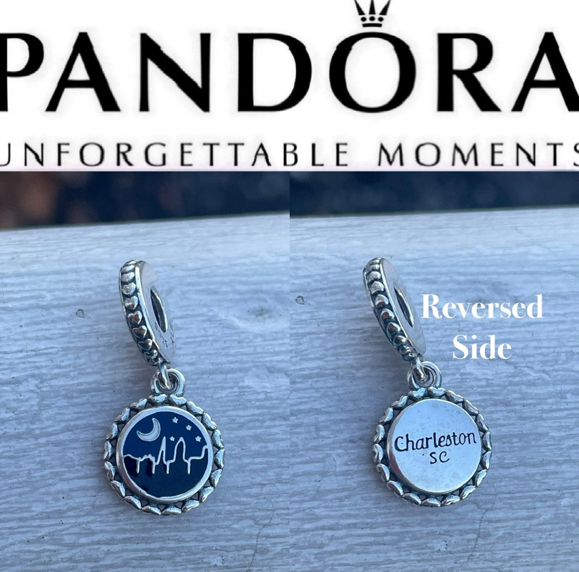 Pandora Nighttime in Charleston South Carolina State Exclusive Travel Destination Vacation Dangle Charm