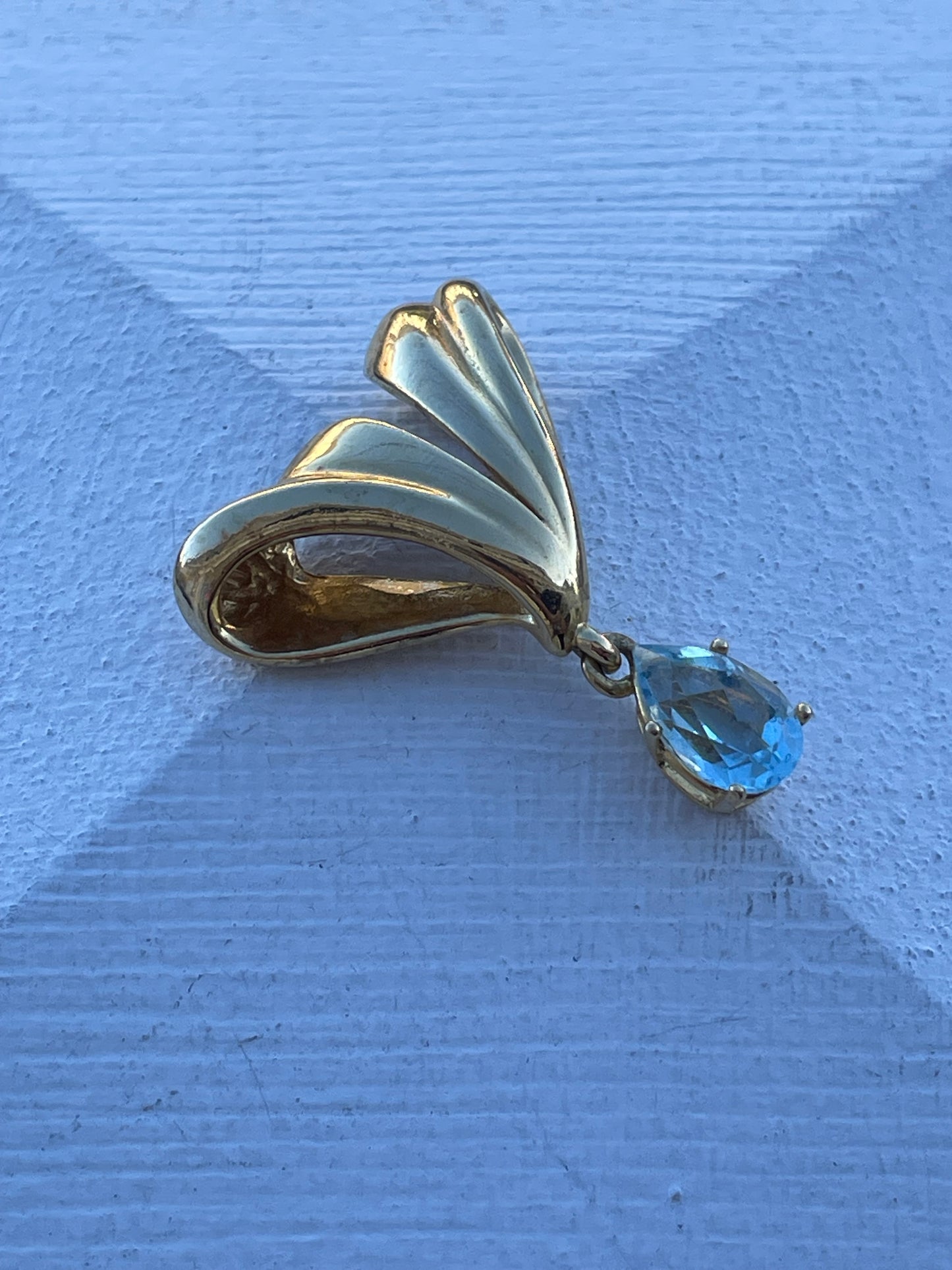 925 Sterling Silver Vermeil Blue Topaz Slide Pendant