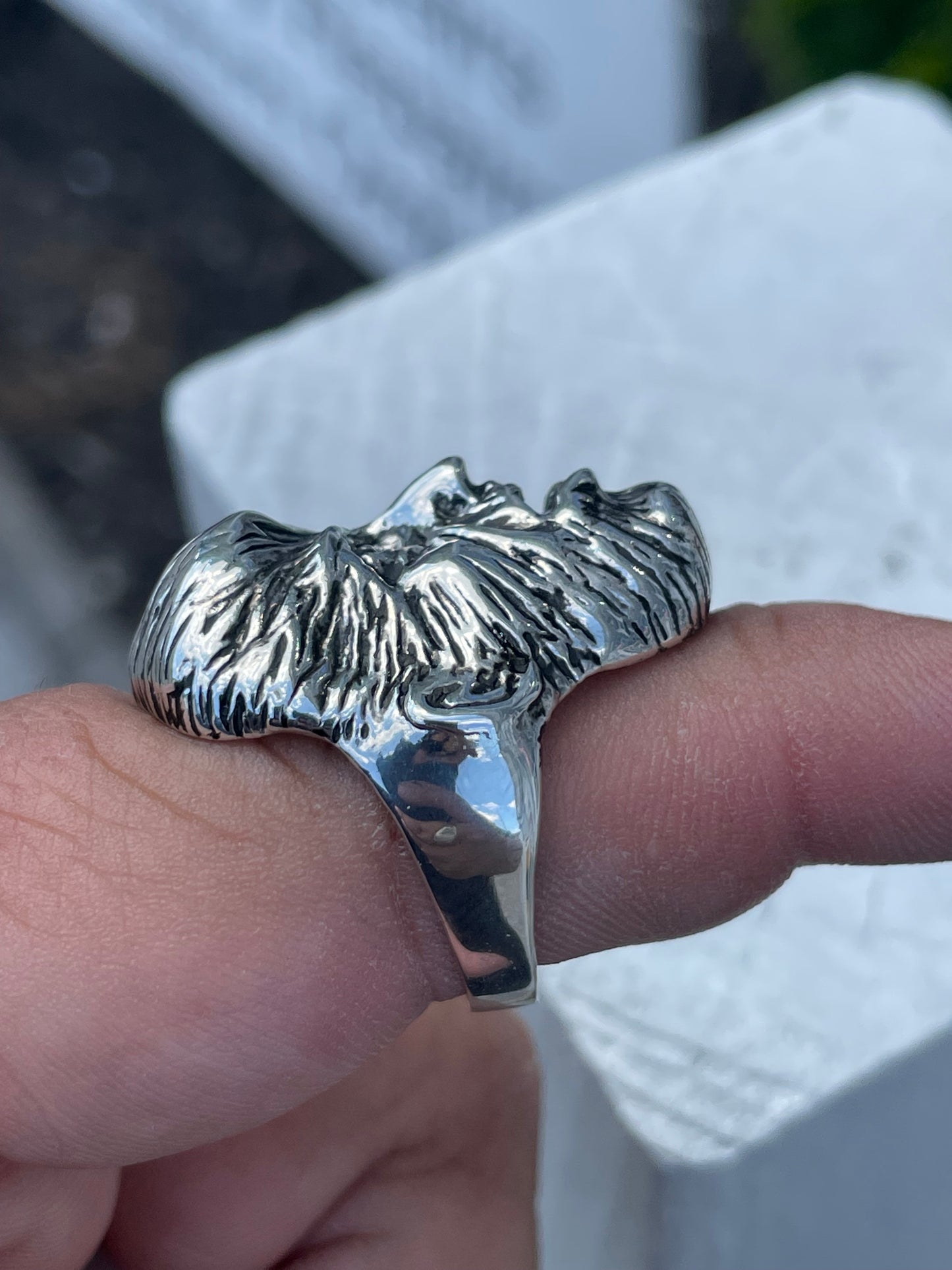 Solid 925 Sterling Silver Wolfman Handmade Ring Sz 7.5