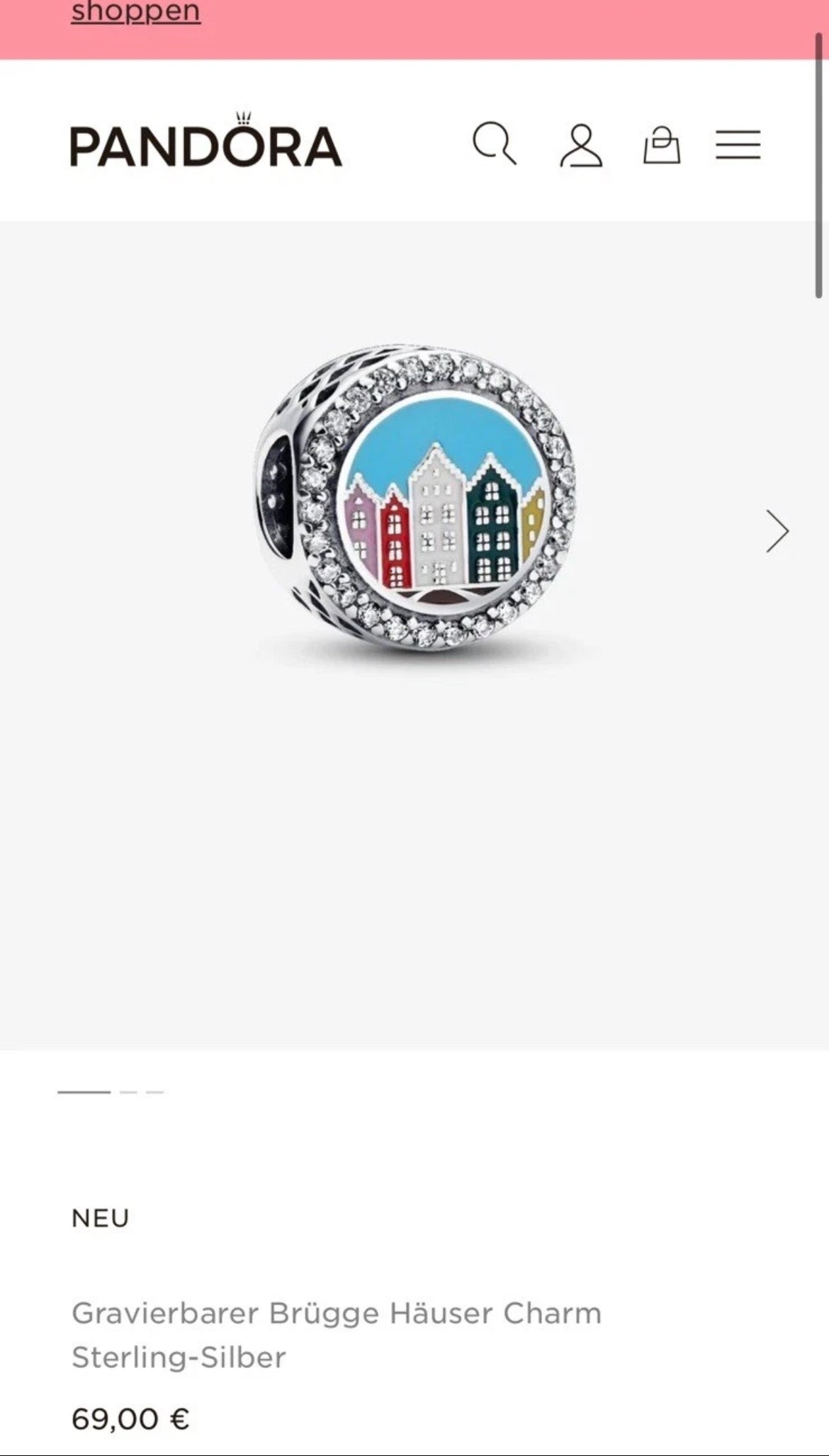 Pandora Brugge Houses Bruge Belgium Country Exclusive Signet Charm 792016CZ_E096