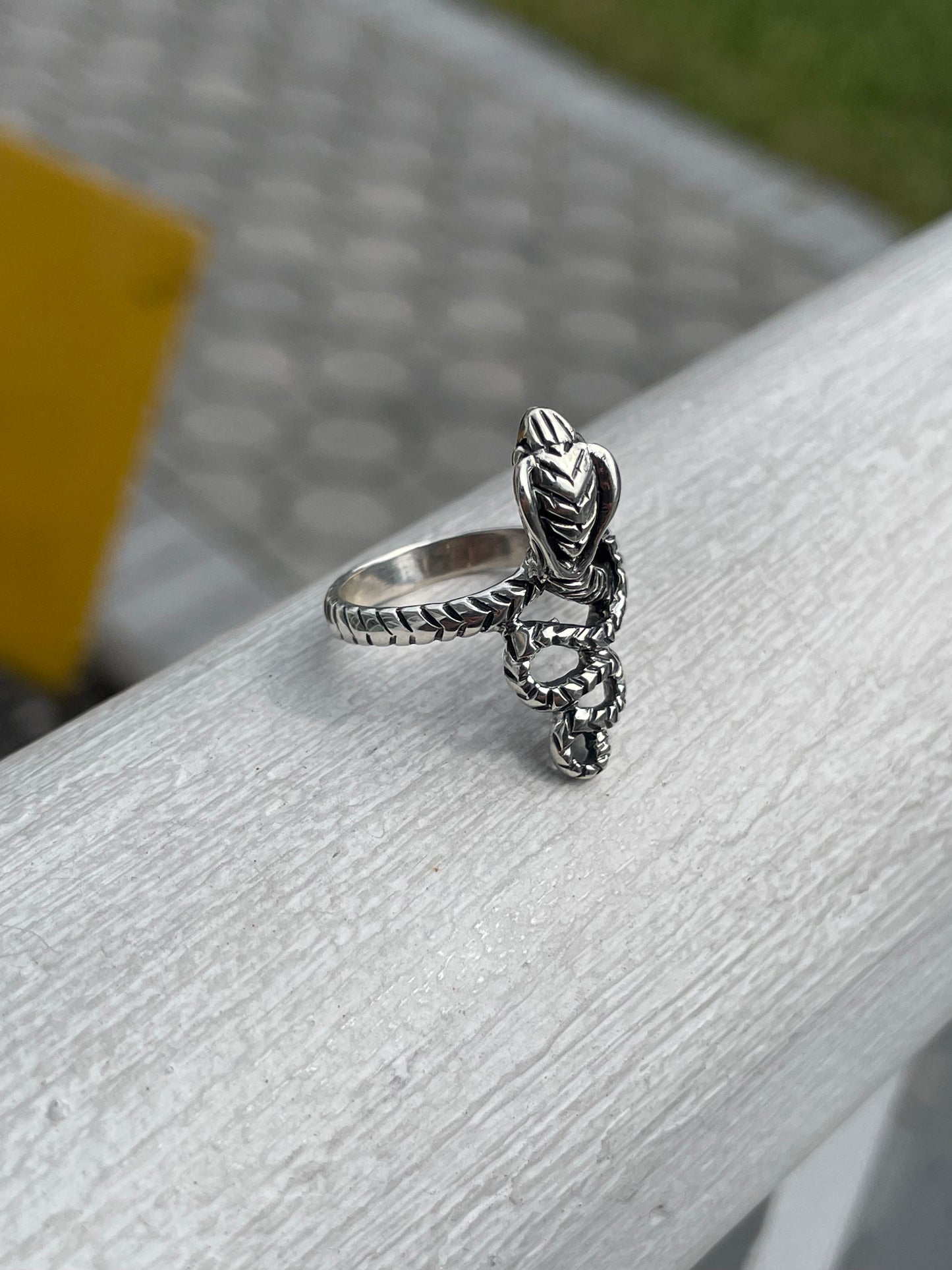 925 Sterling Silver Cobra Snake Ring Size 7