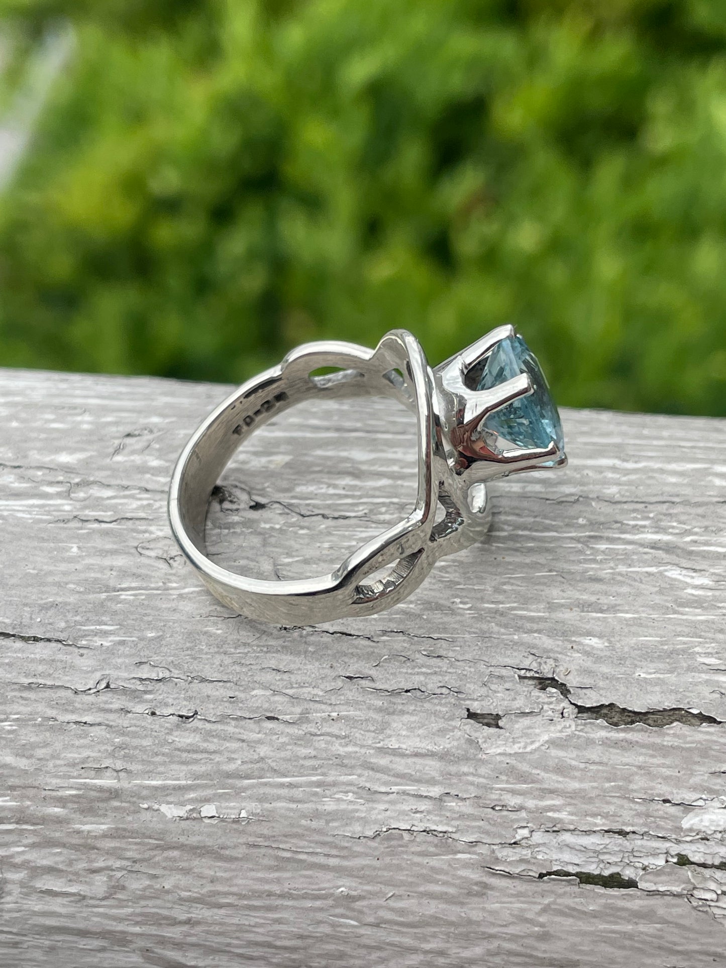 925 Sterling Silver Large Blue Topaz Statement Ring