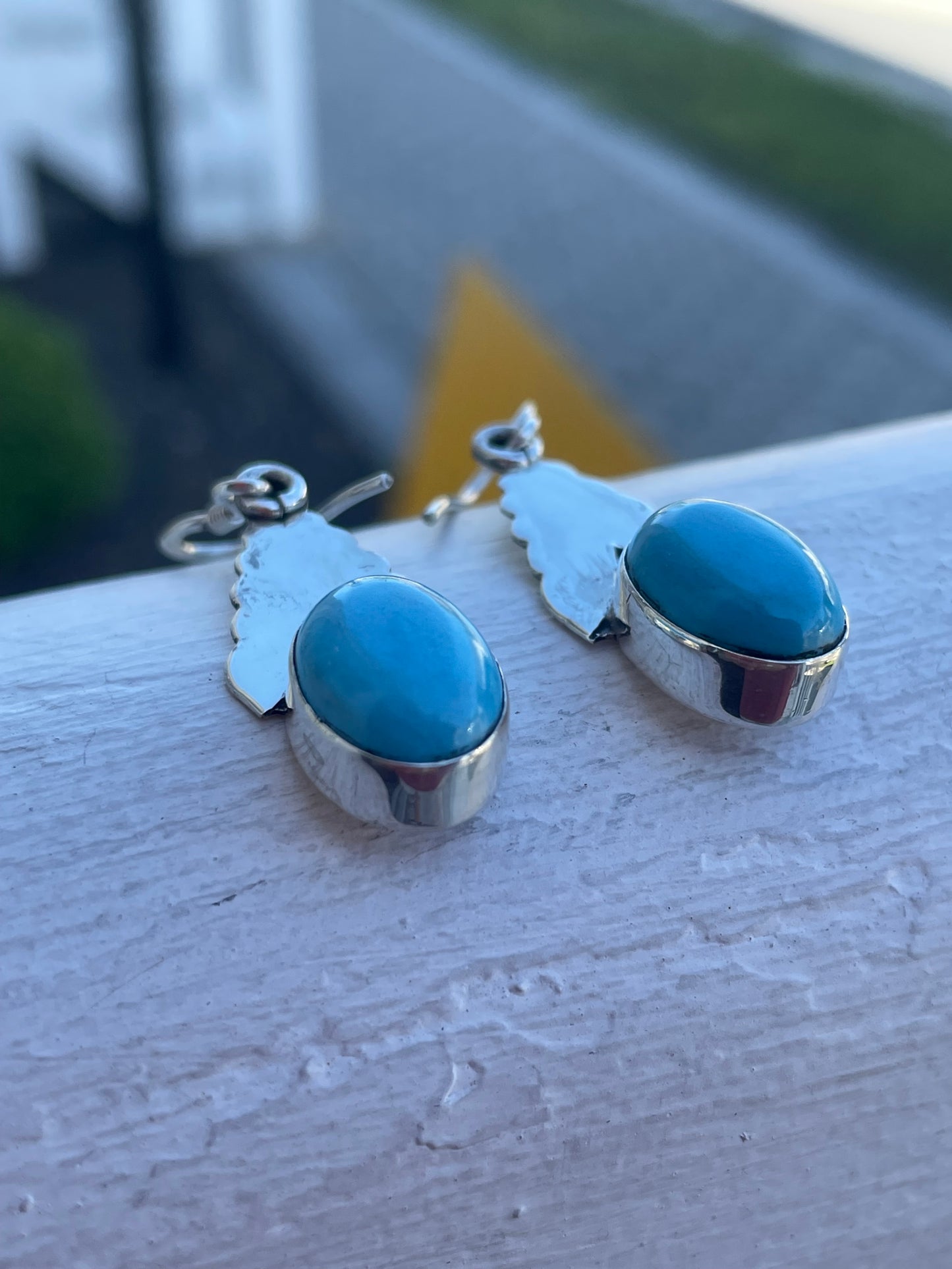 925 Sterling Silver Dangle Turquoise Earrings