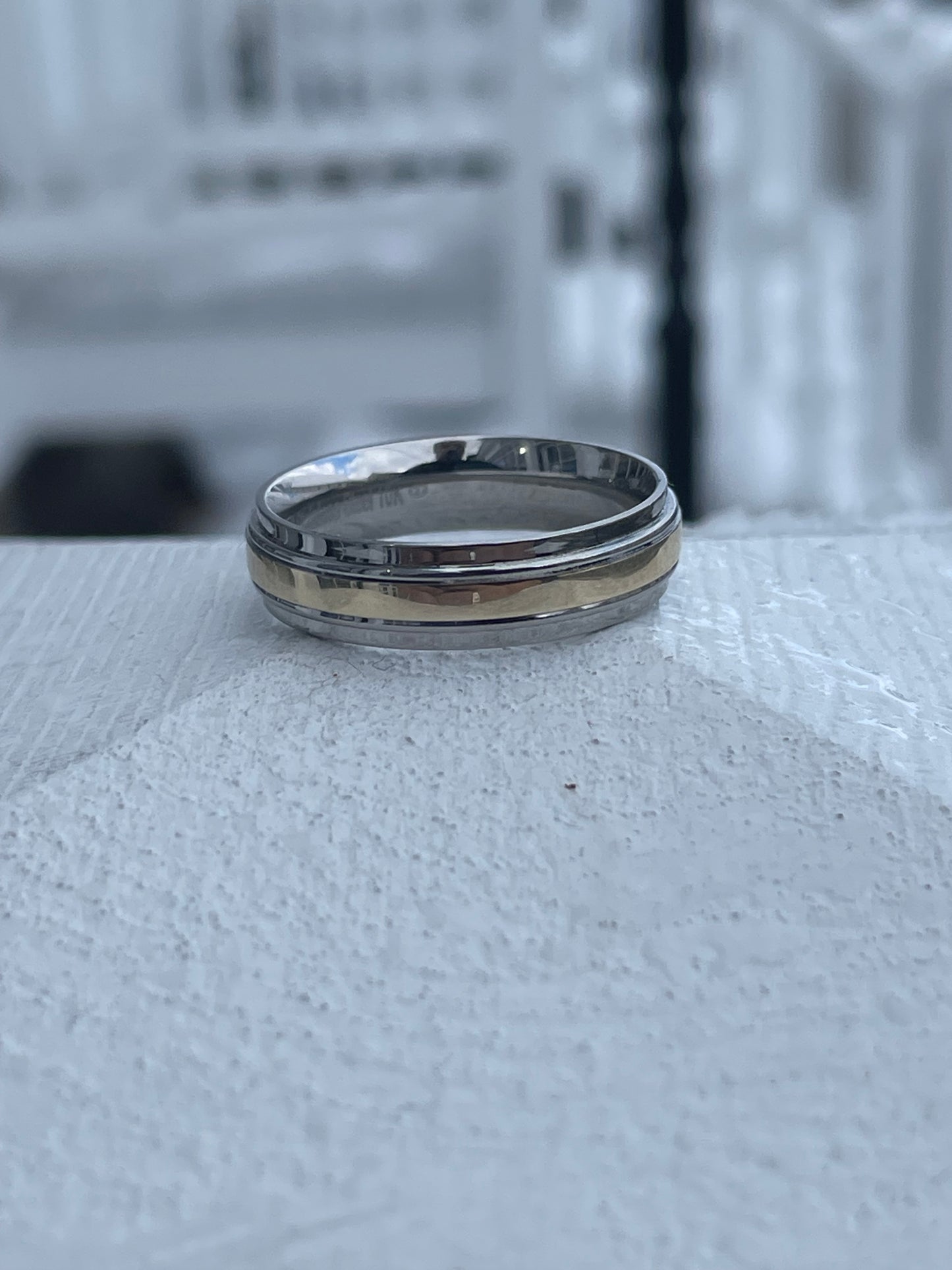 Stainless Steel & 10k Gold Band Ring Size 11