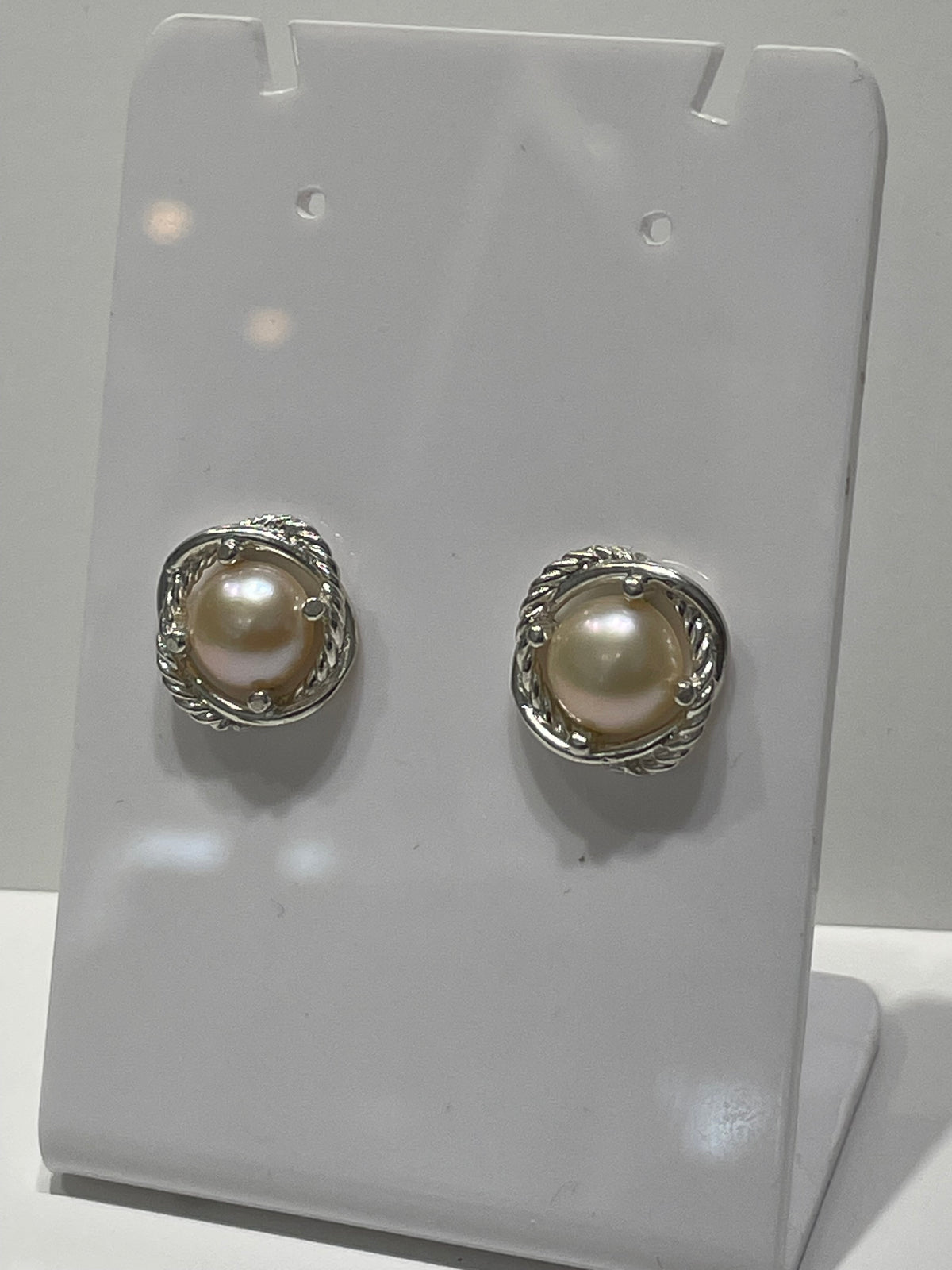 David Yurman Infinity Settings Freshwater Pearl Custom Made Earrings