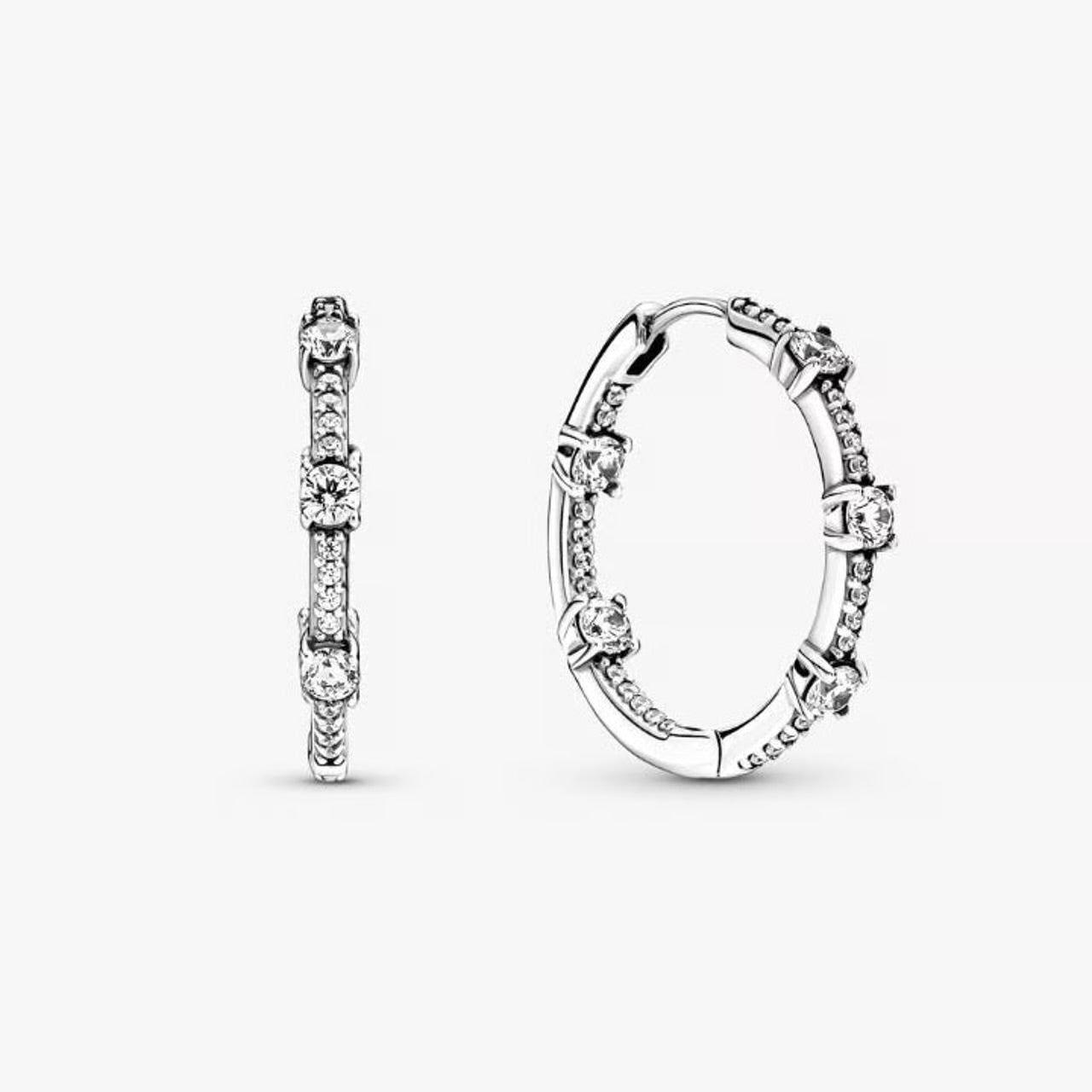 Pandora Sparkling Pavé CZ Bars Hoop Earrings 290043C01