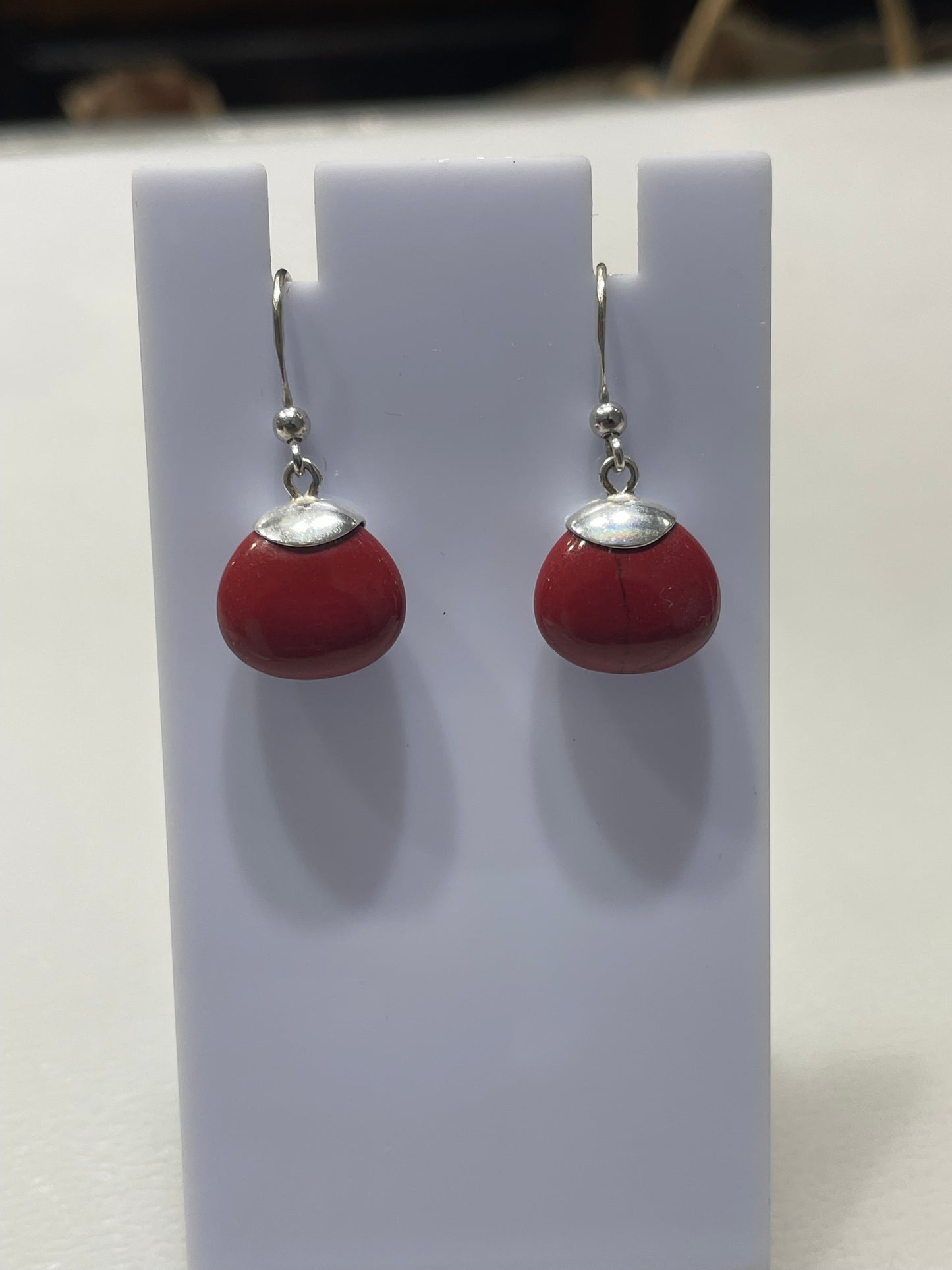 925 Sterling Silver Red Jasper Dangle Earrings